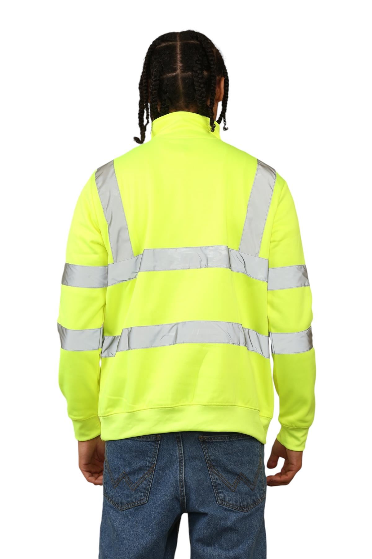 Sudadera de alta visibilidad para hombre con cremallera de cuarto de alta visibilidad reflectante seguridad trabajo jersey - Imagen 12 de 15