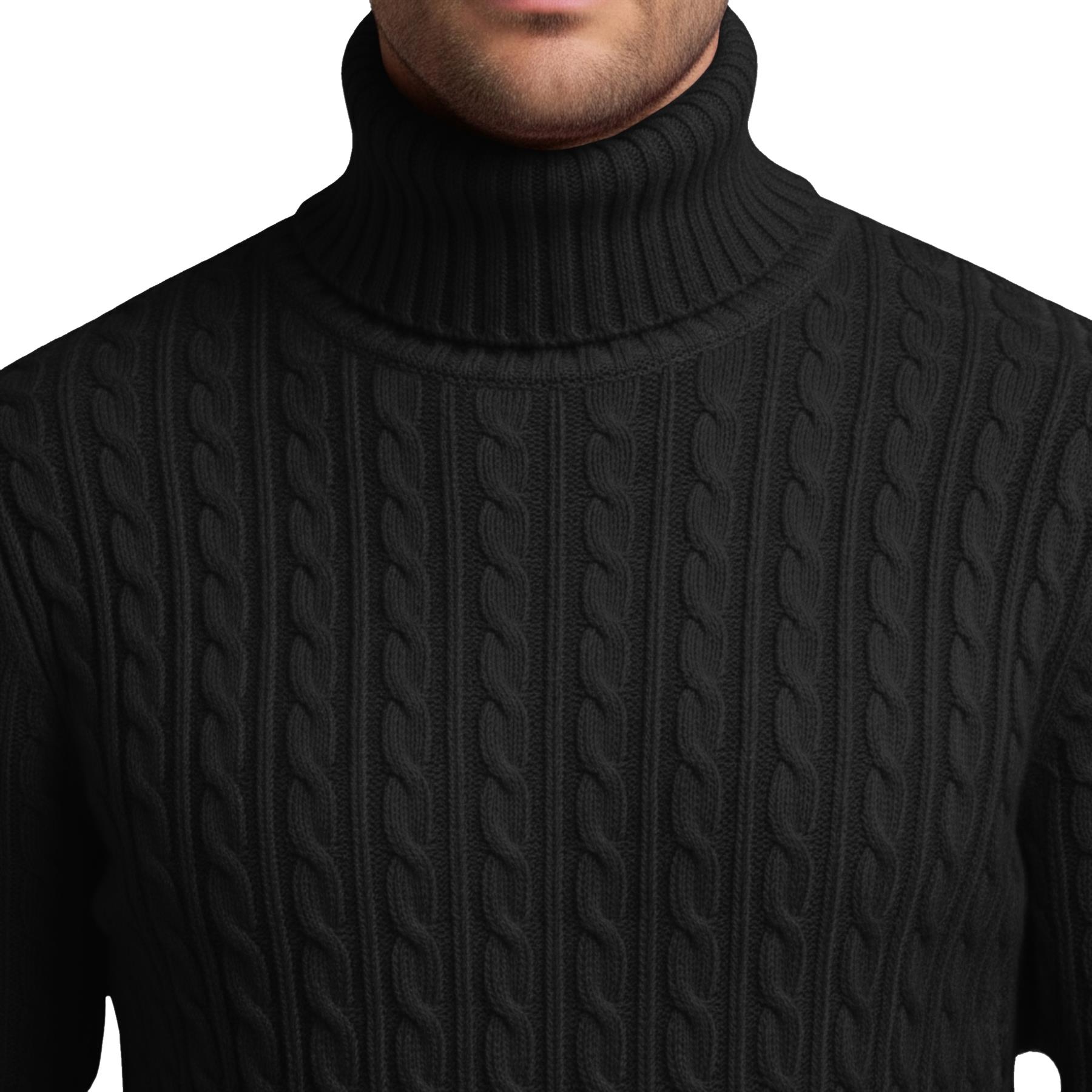 Herren Polo Rollkragen Langarm Pullover Zopfmuster Winterpullover Pulli - Bild 5 von 154