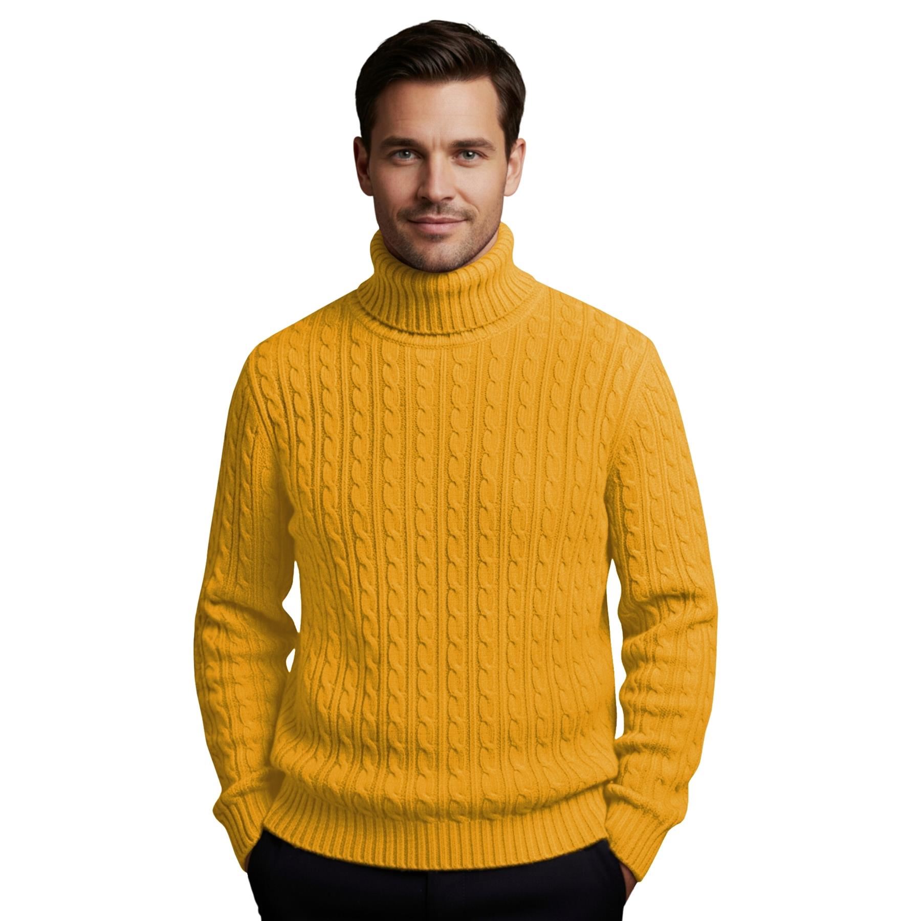 Herren Polo Rollkragen Langarm Pullover Zopfmuster Winterpullover Pulli - Bild 65 von 154