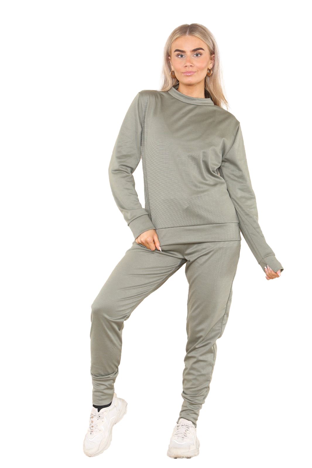 Chándal de manga larga para damas Pantalones de chándal 2 piezas Traje liso Ropa de salón - Imagen 14 de 45