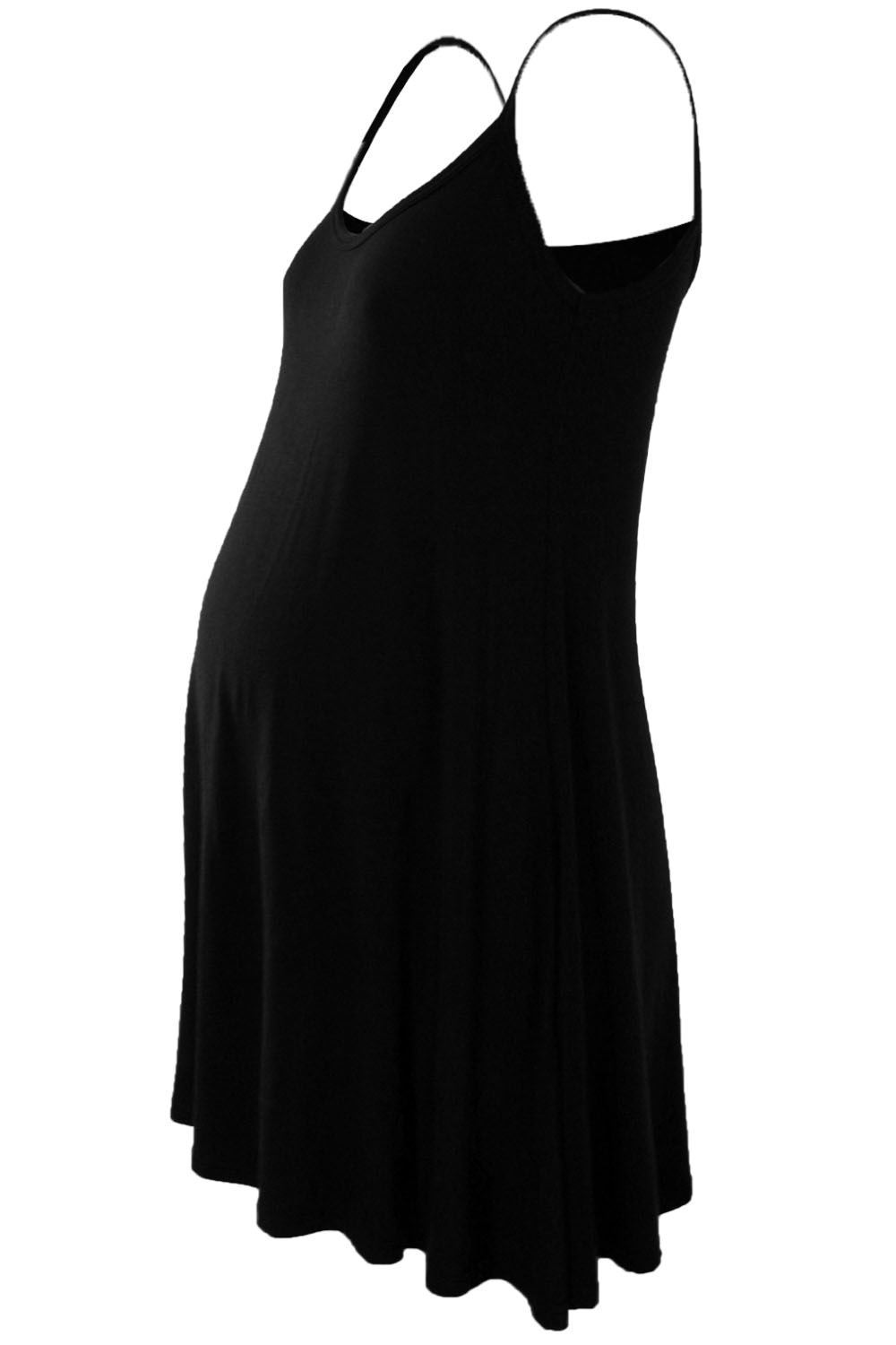 Womens Sleeveless Maternity Dress Camisole Ladies Flared Plain Strappy Cami Top - Picture 2 of 28