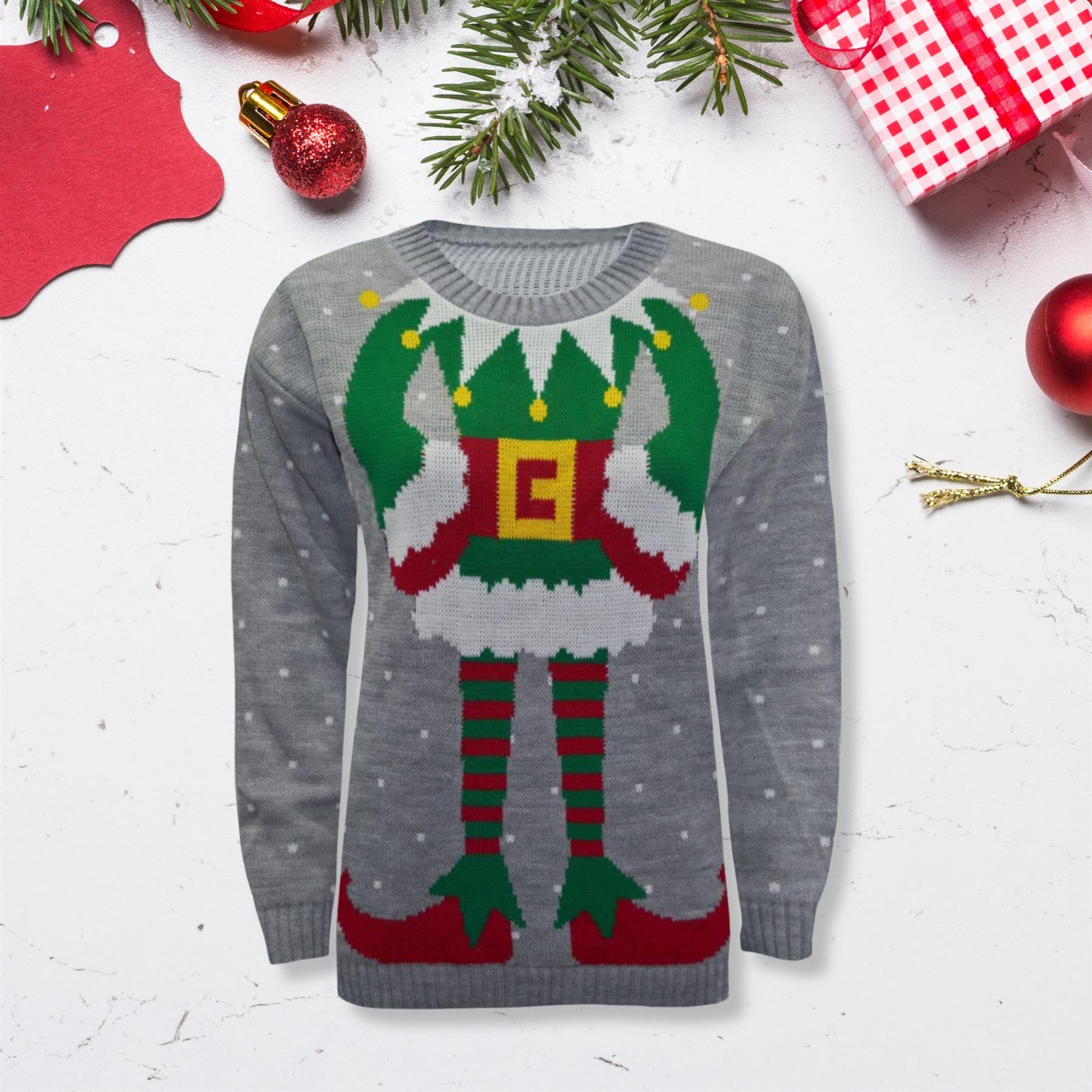 Christmas Reindeer Jumper Womens Knitted Funny Xmas Sweater Unisex Retro Jumpers - Picture 80 of 128