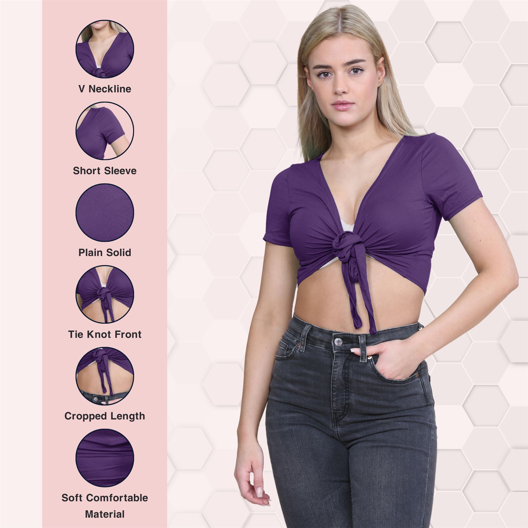 Damen-Cardigan Kurzarm vorne zum Binden einfach Bolero Achselzucken lässig bauchfrei Oberteil - Bild 83 von 133