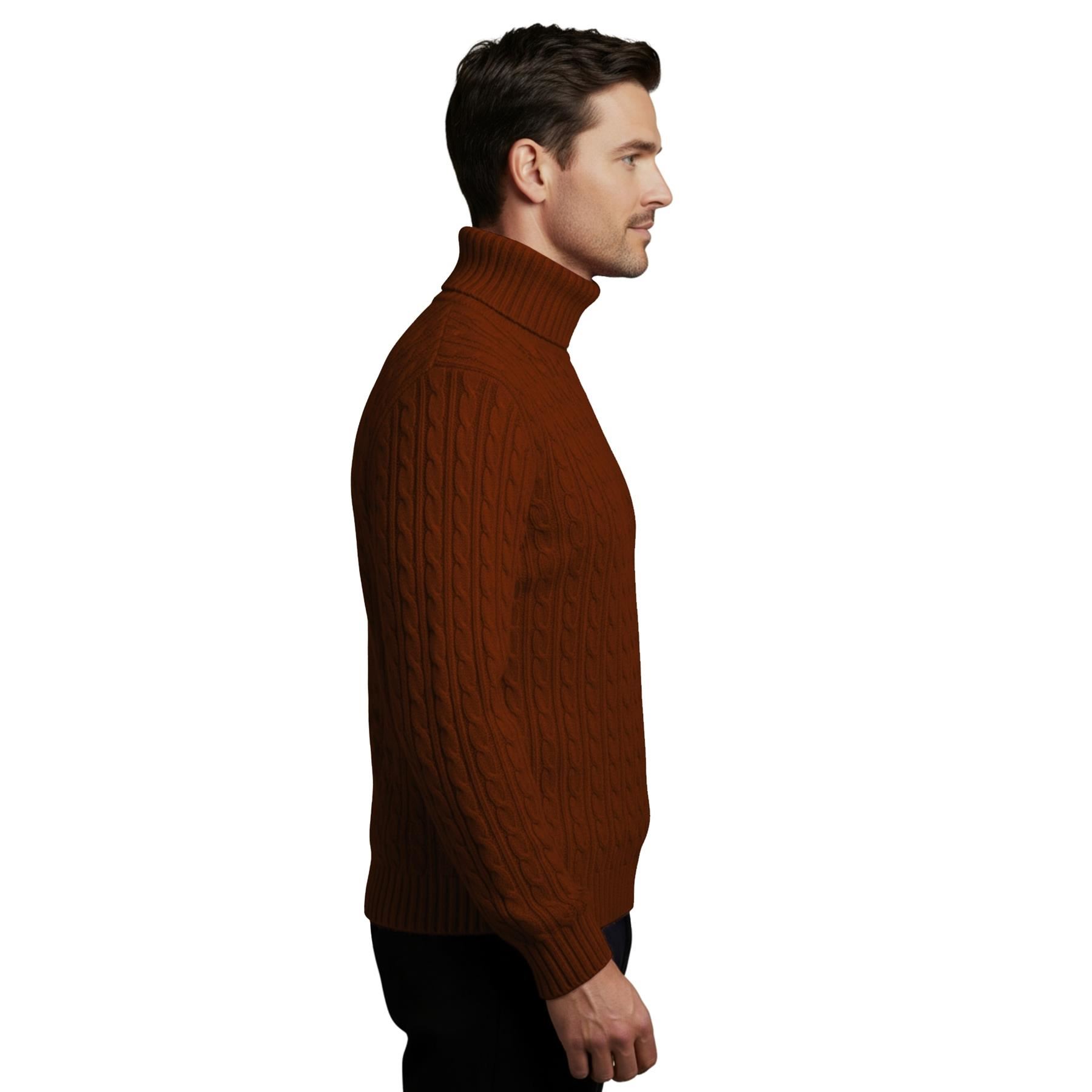 Herren Polo Rollkragen Langarm Pullover Zopfmuster Winterpullover Pulli - Bild 17 von 154