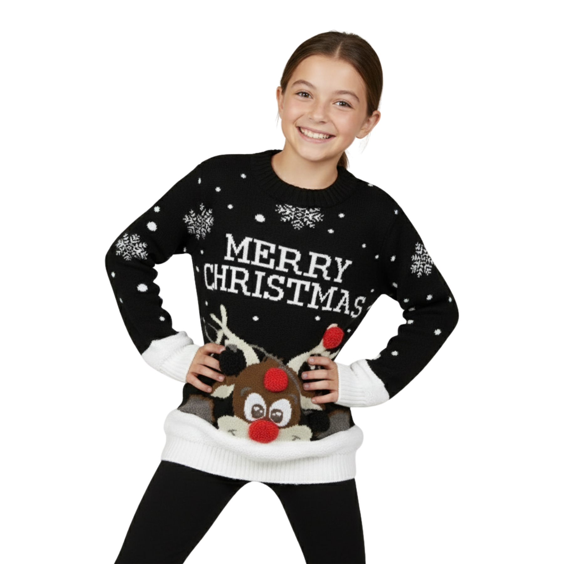 Suéter Pullover Navidad Pom Pom Niños Tejido Rudolph Navidad Niños - Imagen 4 de 21