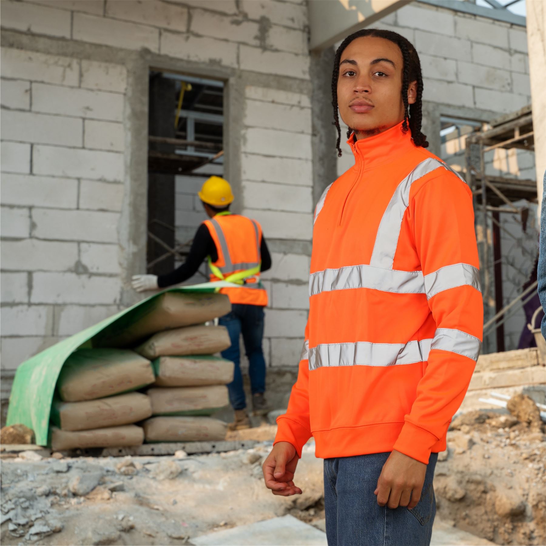 Sudadera de alta visibilidad para hombre con cremallera de cuarto de alta visibilidad reflectante seguridad trabajo jersey - Imagen 8 de 15