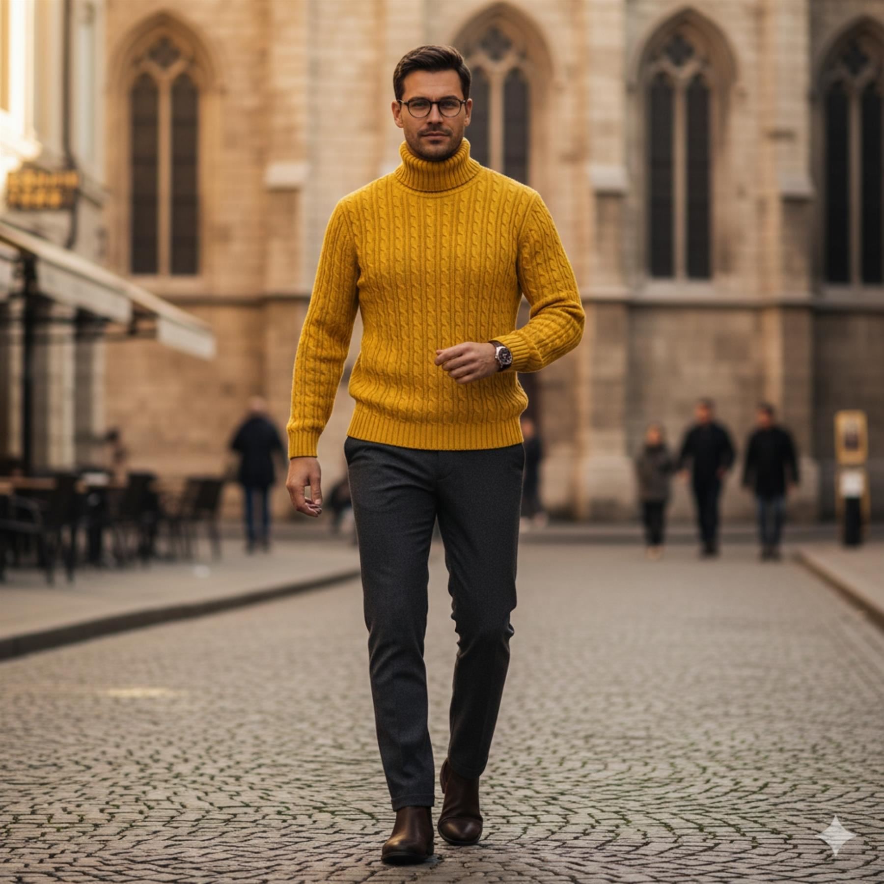 Herren Polo Rollkragen Langarm Pullover Zopfmuster Winterpullover Pulli - Bild 71 von 154