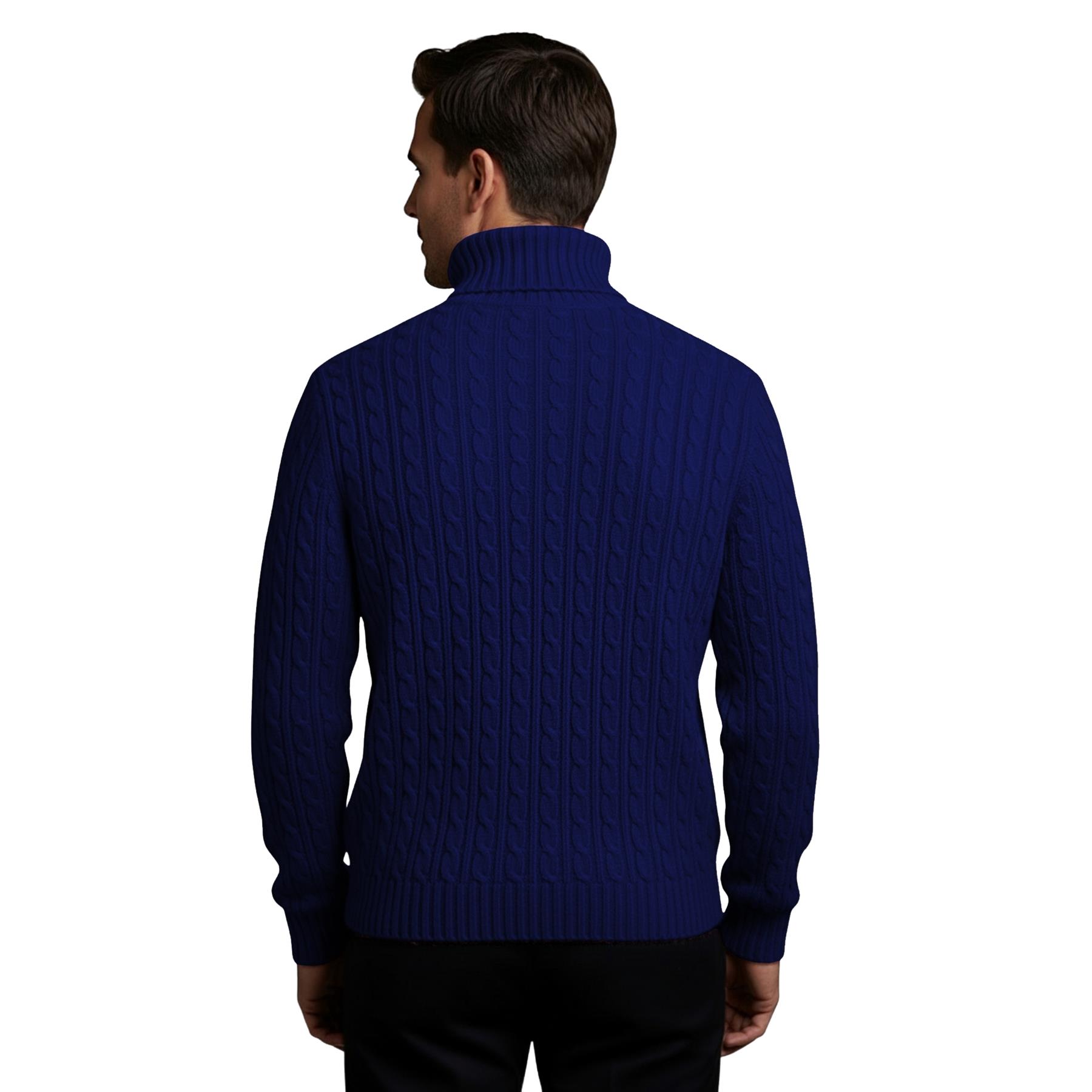 Herren Polo Rollkragen Langarm Pullover Zopfmuster Winterpullover Pulli - Bild 81 von 154