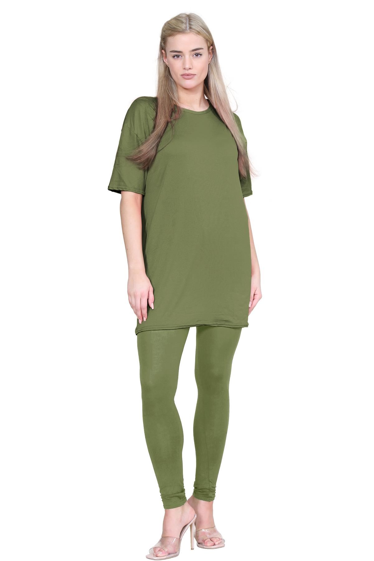 Damas Longline Suelto Camiseta Leggings Gimnasio Chándal Conjunto Coord 2 Piezas Ropa de Salón - Imagen 58 de 155