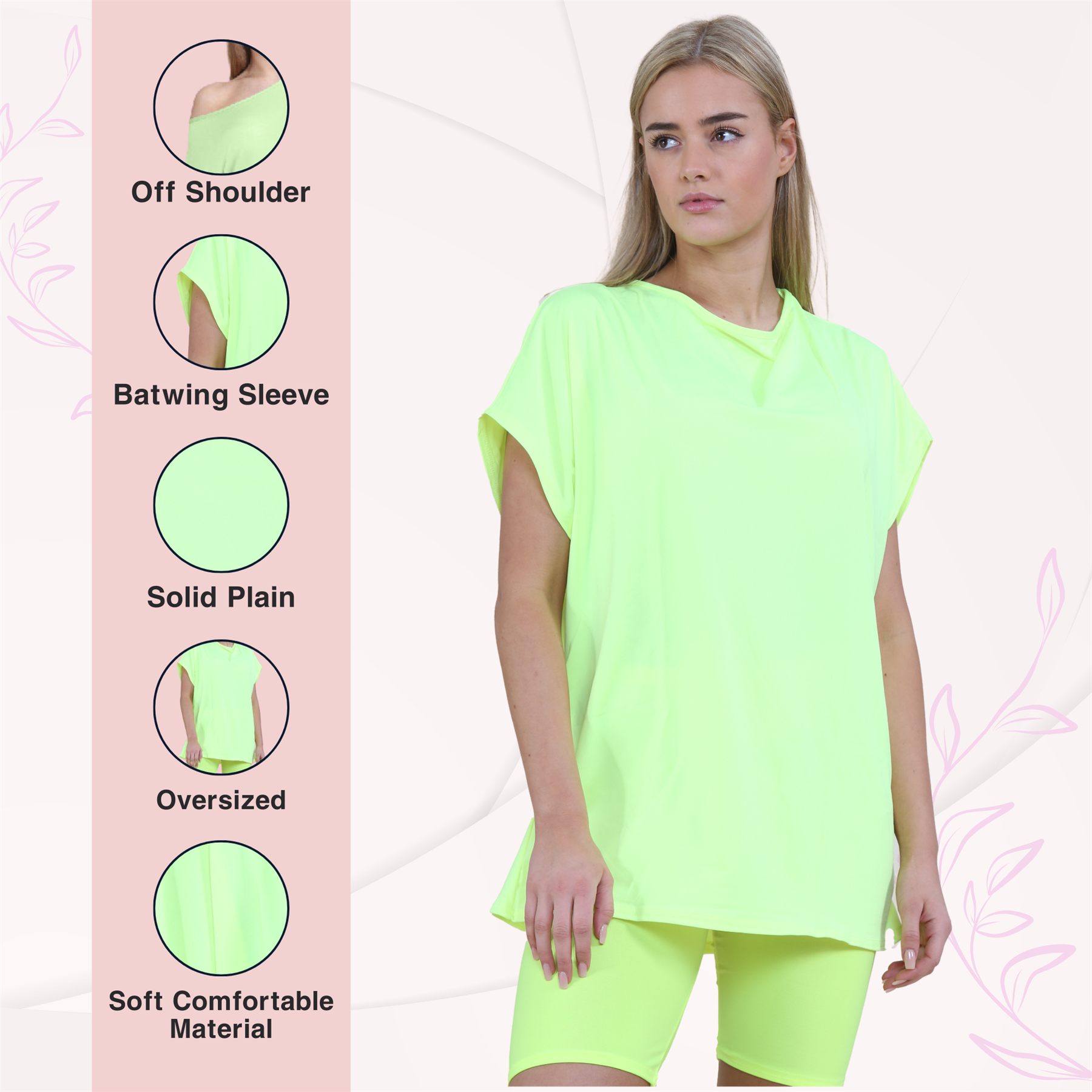 Schulterfreies Damen-T-Shirt Oberteil Fledermausärmel Oversize uni Freizeit Bardot Oberteil - Bild 109 von 225