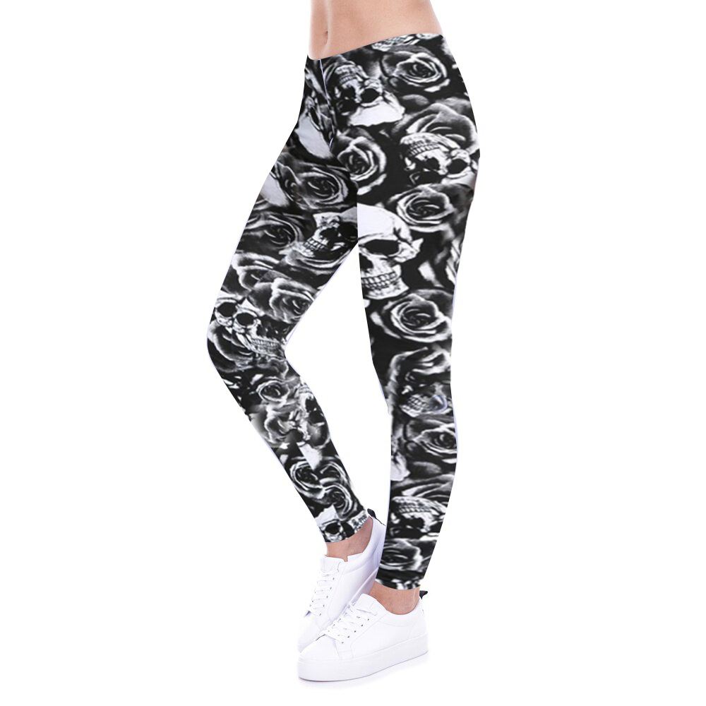 Womens Gym Leggings Printed Full Length Ladies Stretchy Skinny Dance Yoga Pants - Picture 9 of 11