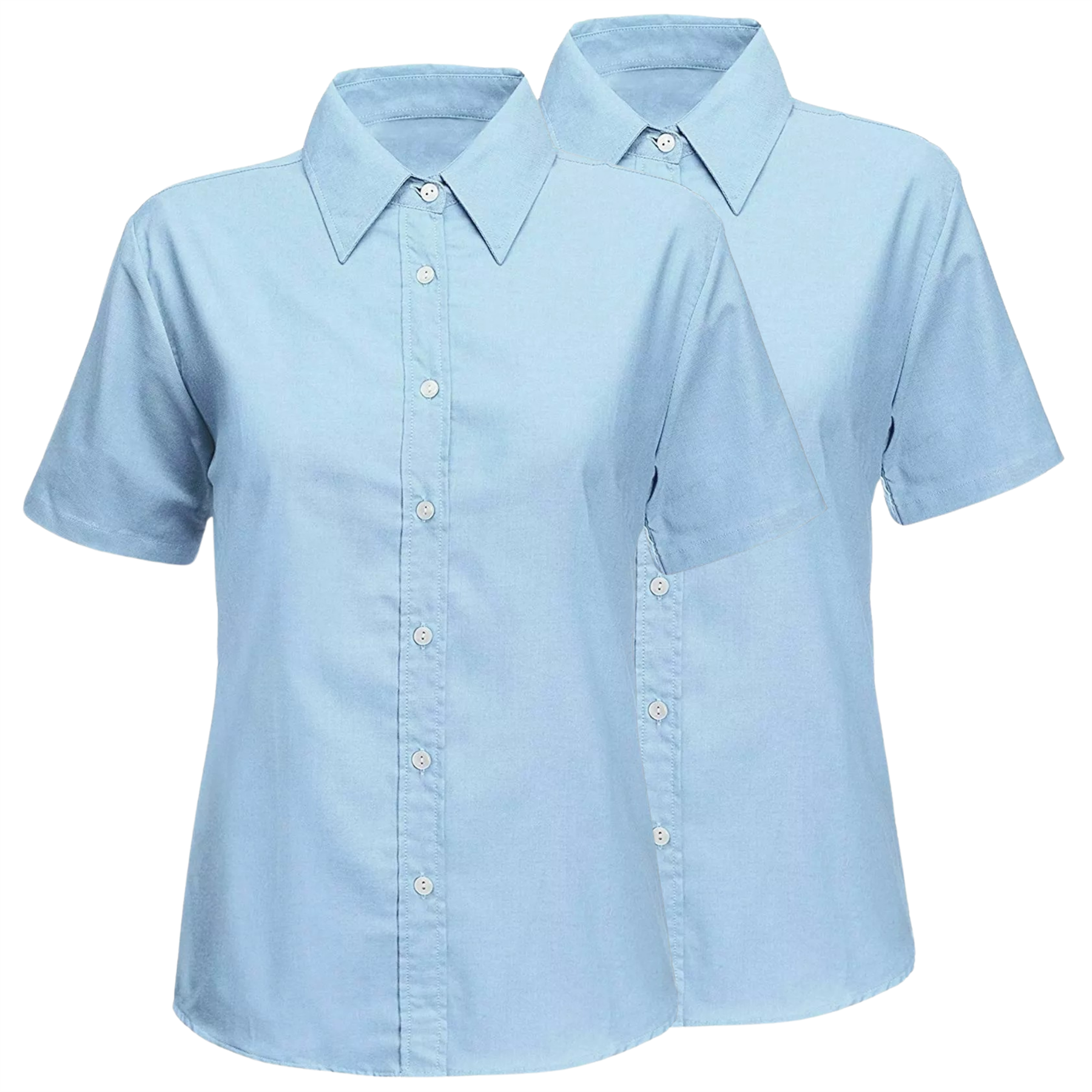 Mädchen Kurzarm Schuluniform Shirt Kinder weiß Bluse Oberteil 2er Pack - Bild 2 von 14