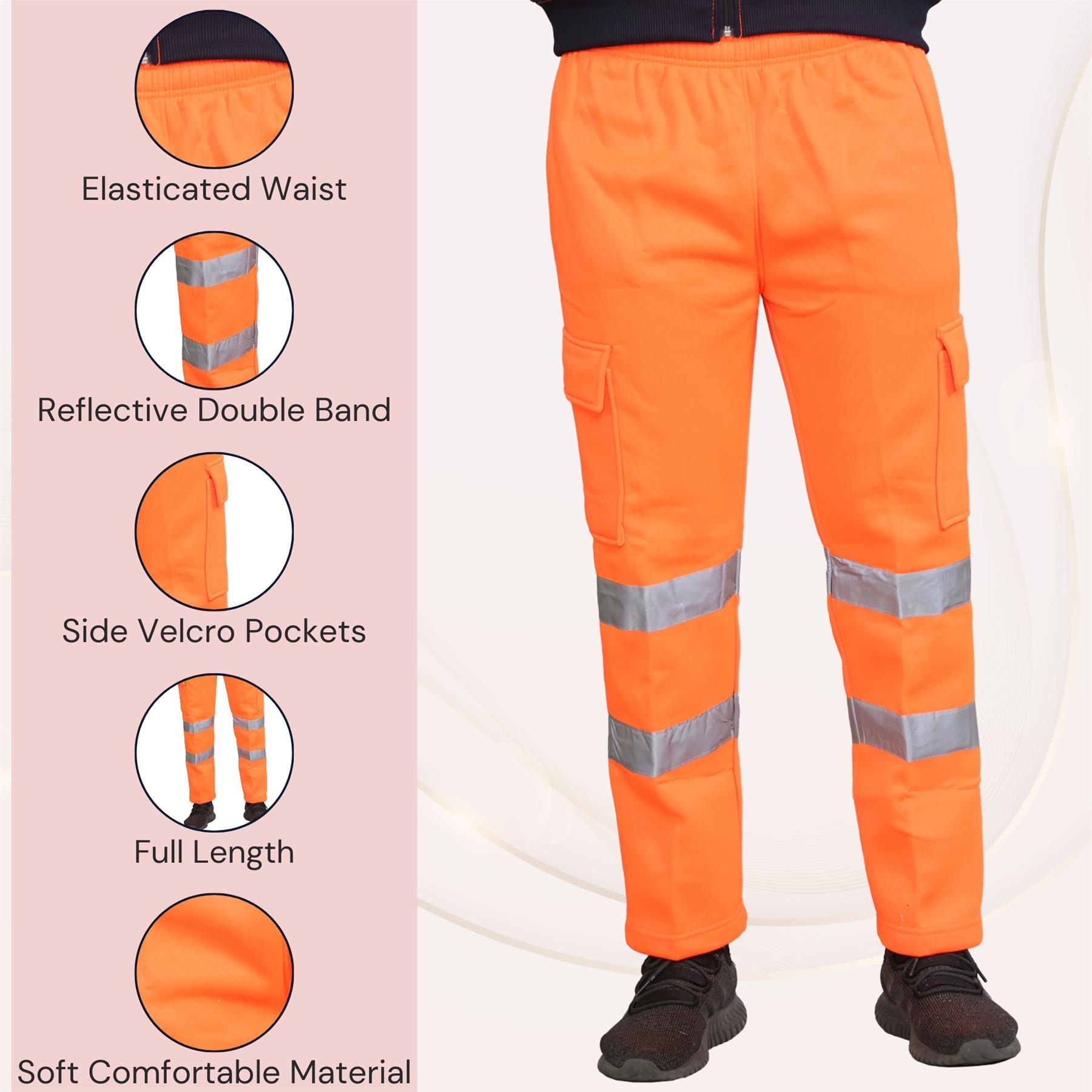 Para hombres Hi Vis Vis Visibilidad Viz Seguridad Parte inferior de lana Ropa de trabajo Pantalones para correr - Imagen 10 de 26