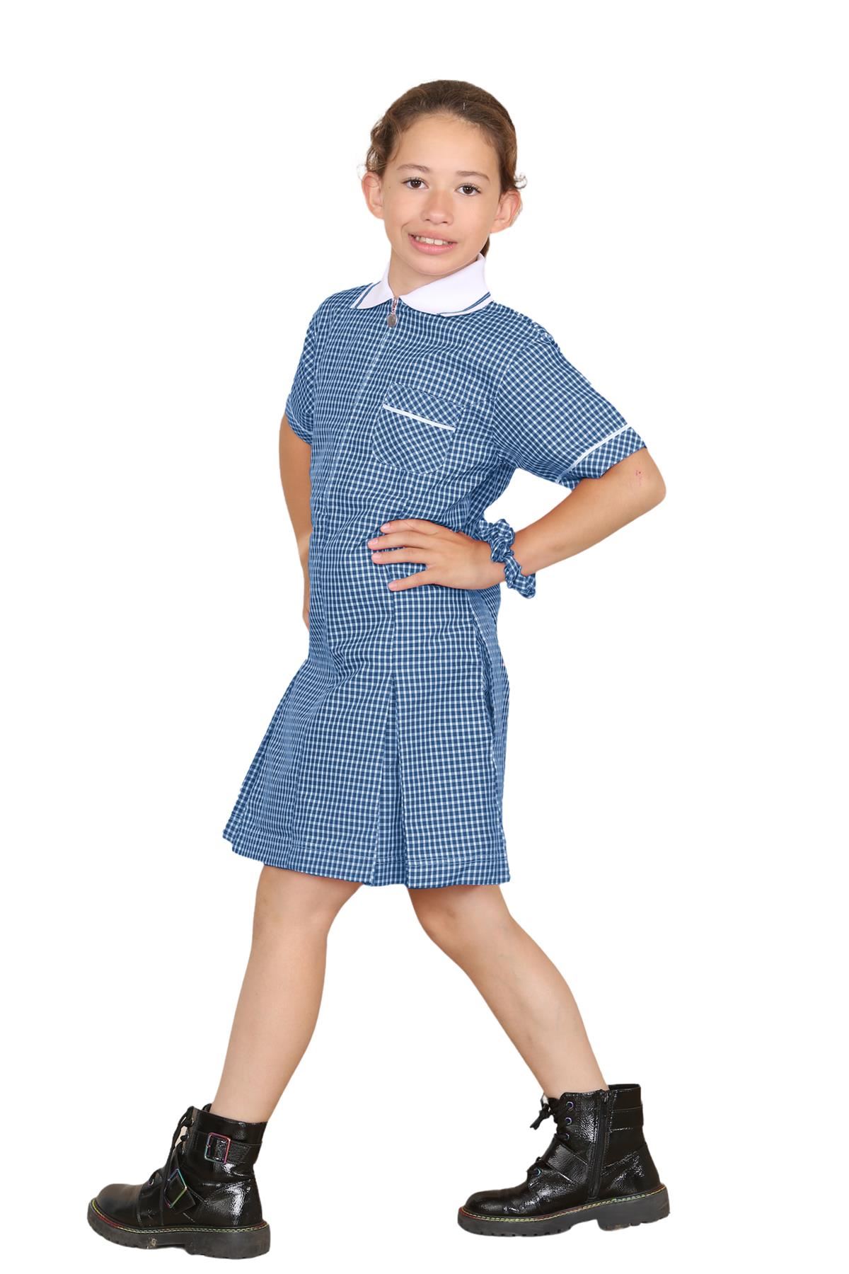 Mädchen Gingham Schule Kurzarm Plissee Kleid Schuluniform Sommer 2er Pack - Bild 11 von 49