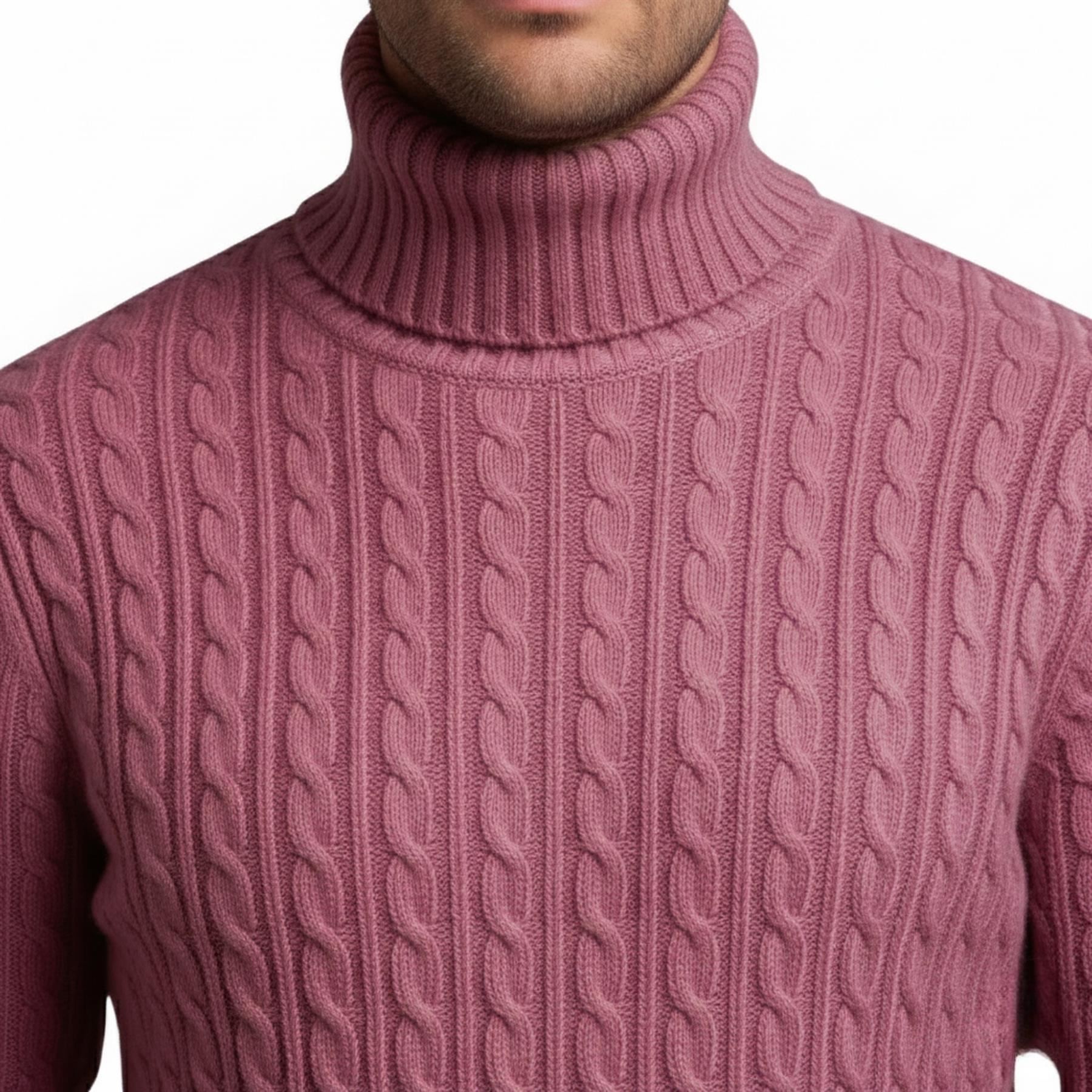 Herren Polo Rollkragen Langarm Pullover Zopfmuster Winterpullover Pulli - Bild 102 von 154