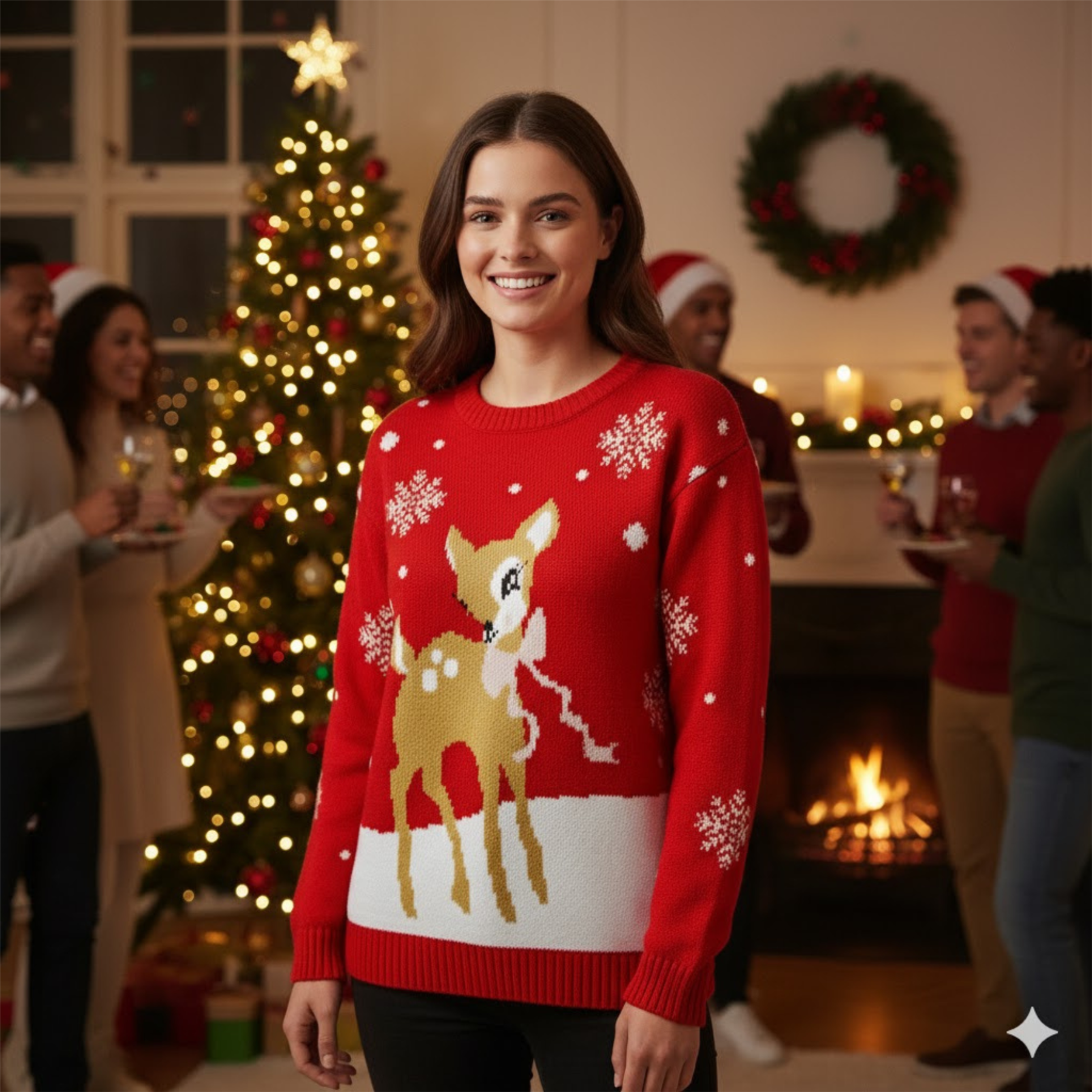 Christmas Reindeer Jumper Womens Knitted Funny Xmas Sweater Unisex Retro Jumpers - Picture 21 of 118