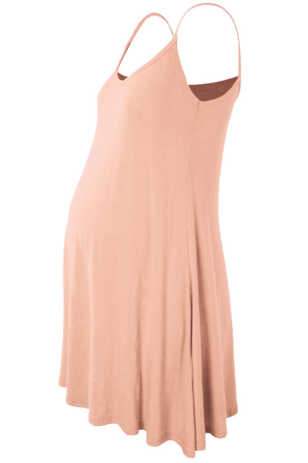 Womens Sleeveless Maternity Dress Camisole Ladies Flared Plain Strappy Cami Top - Picture 18 of 28