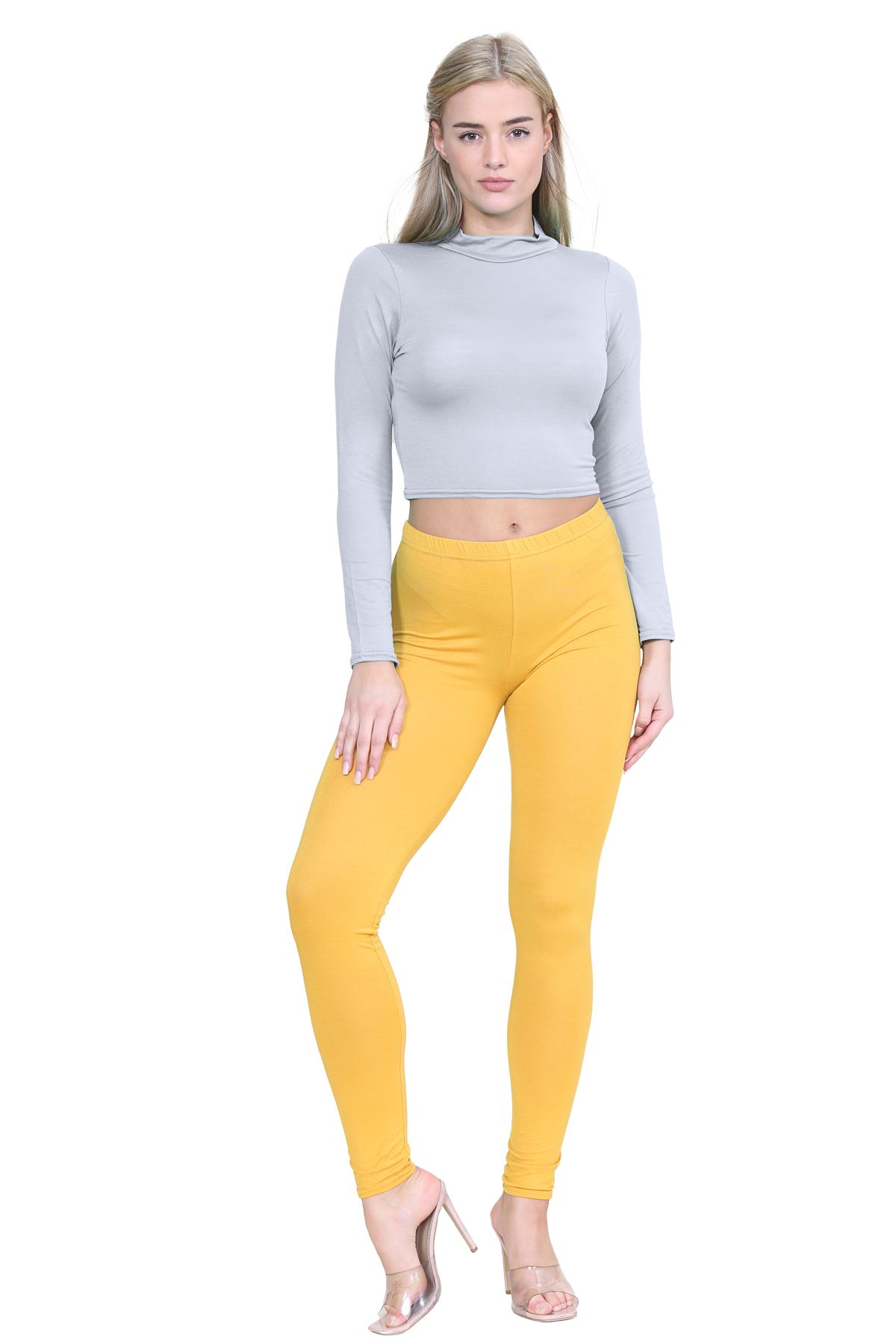 Turtle Neck Crop Top Womens Plain Long Sleeve Stretchy Basic Polo Neck T-Shirt - Picture 40 of 129
