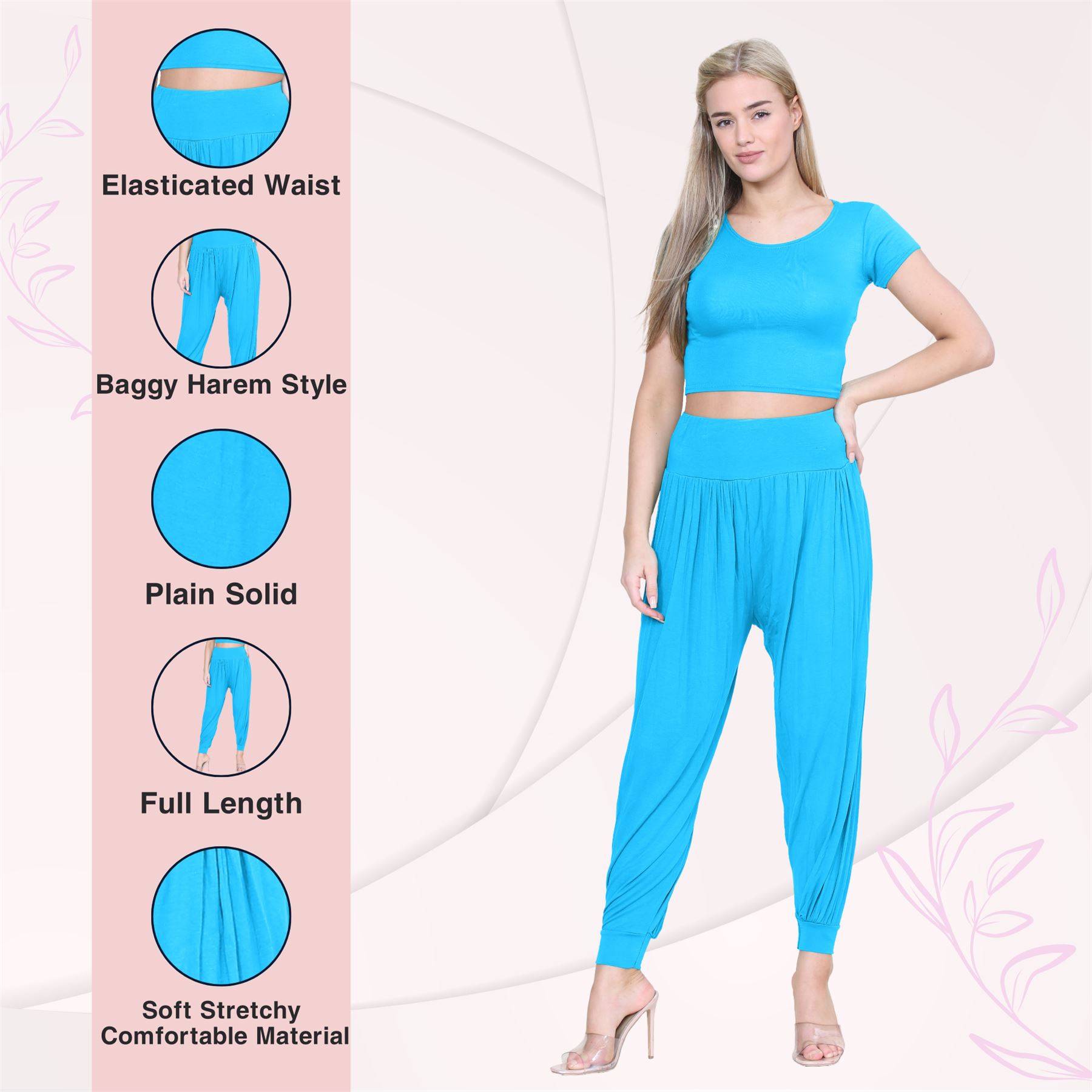Womens Alibaba Harem Leggings Cuffed Bottoms Plain Hareem Trousers Baggy Pants - Picture 115 of 130