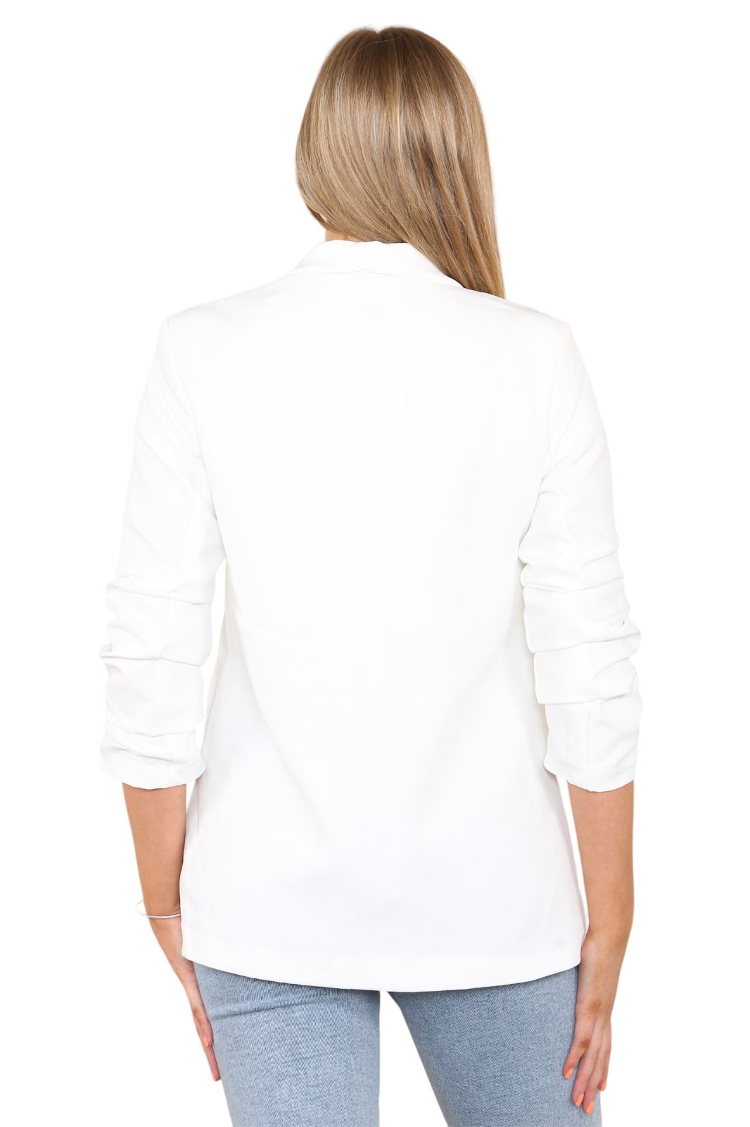 Blazer de manga acanalada para damas totalmente forrado cuello liso informal chaqueta de oficina top - Imagen 21 de 97