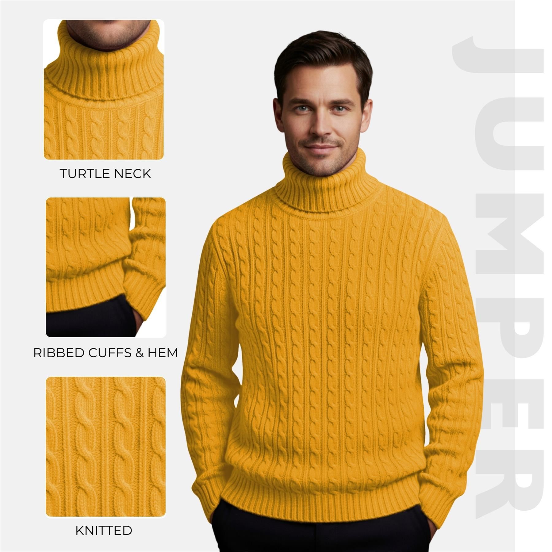 Herren Polo Rollkragen Langarm Pullover Zopfmuster Winterpullover Pulli - Bild 69 von 154