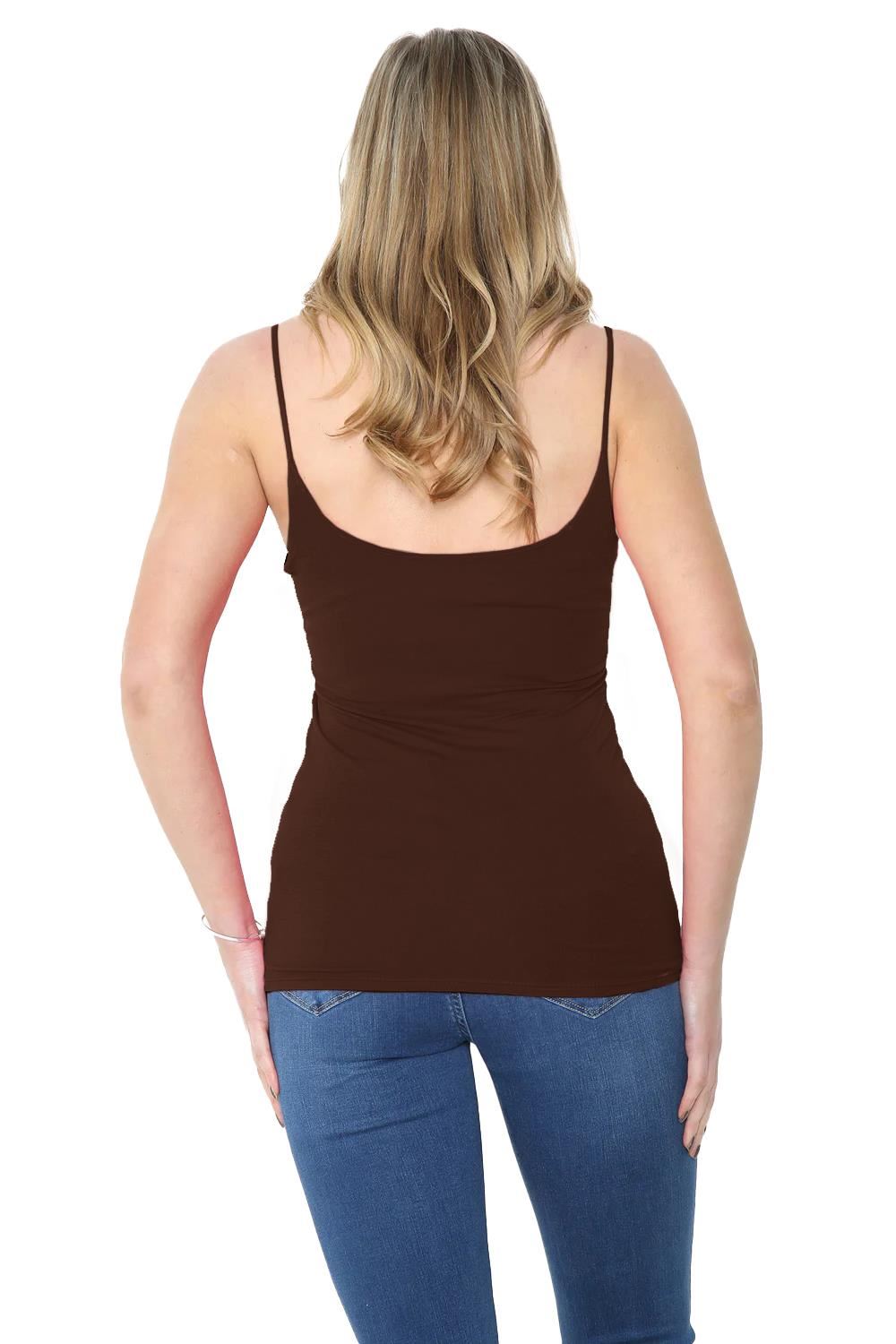 Womens Bodycon Cami Strappy Tank Top Plain Summer Activewear Vest Top, Pack of 3 - Picture 24 of 221