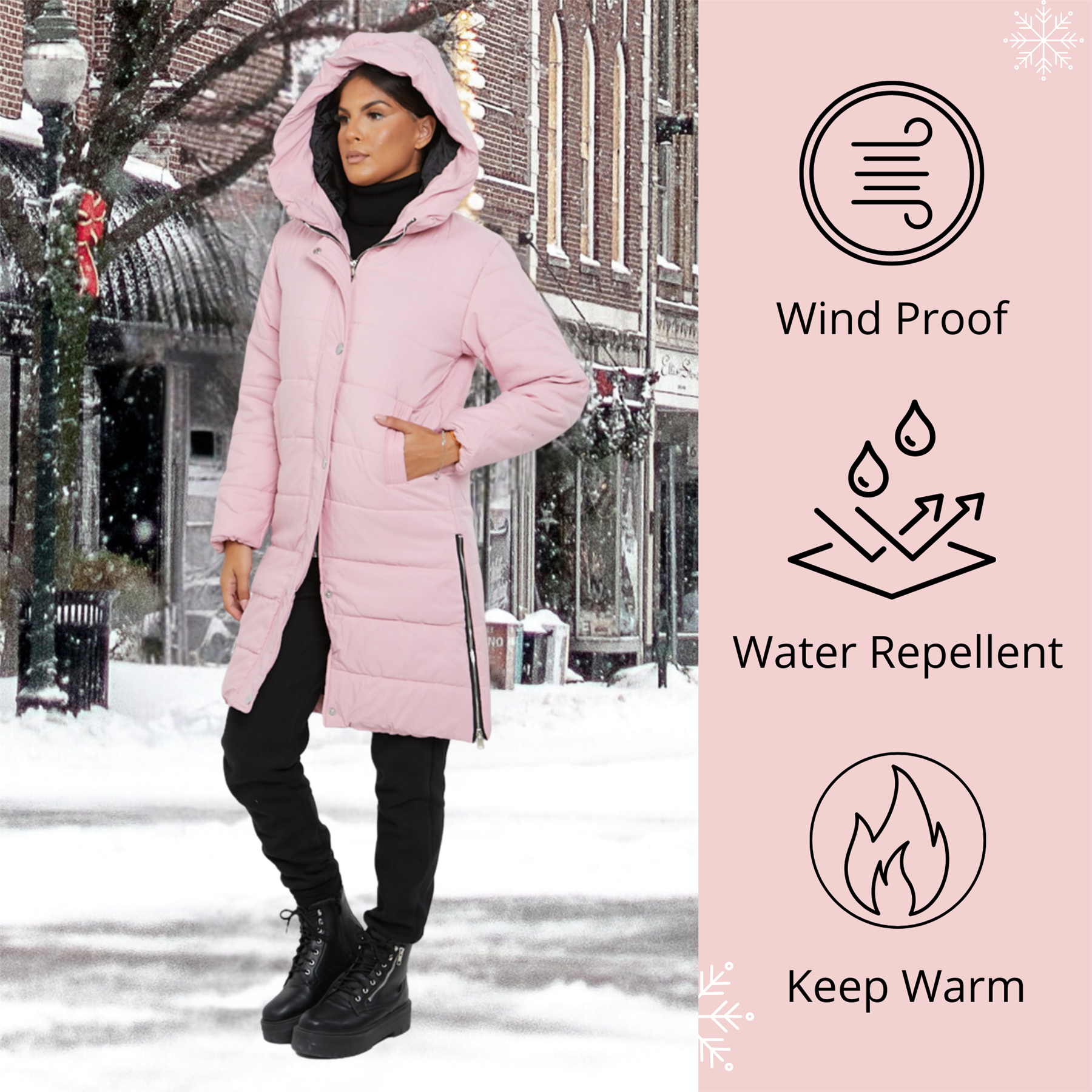 Womens Hooded Longline Coat Puffer Padded Long Sleeve Bodywarmer Winter Jacket - Picture 7 of 50