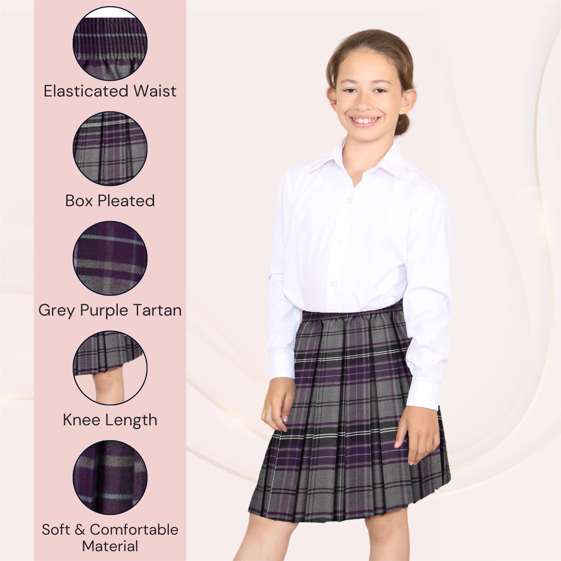 Mädchen Box Plissee Rock Schule Allround elastische Taille Uniform Kinder Röcke - Bild 59 von 92