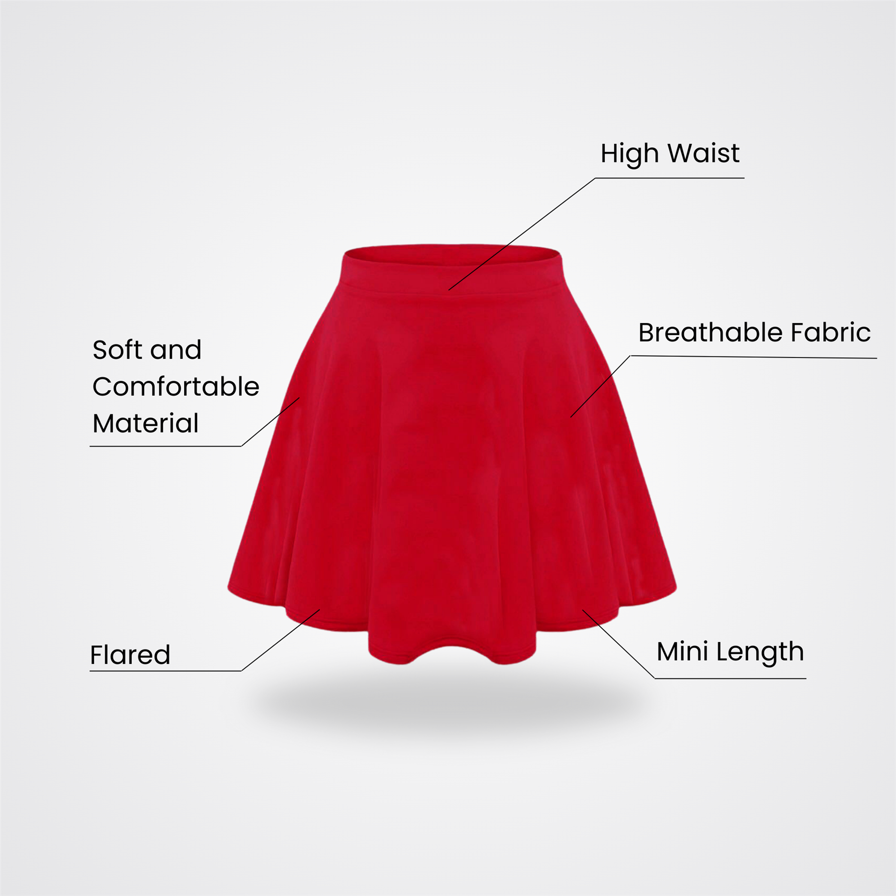 Girls Kids Plain Flared Skirt High Waistband Flippy Stretchy Short Skater Skirt - Picture 66 of 92