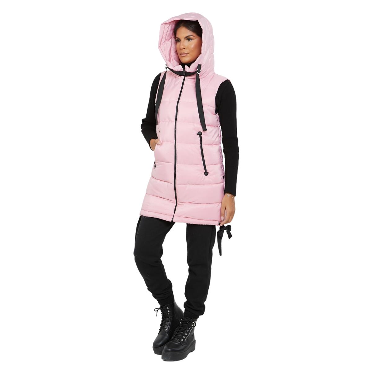 Damas Chaqueta larga acolchada con capucha chaleco acolchada calentador de cuerpo con cremallera - Imagen 3 de 42