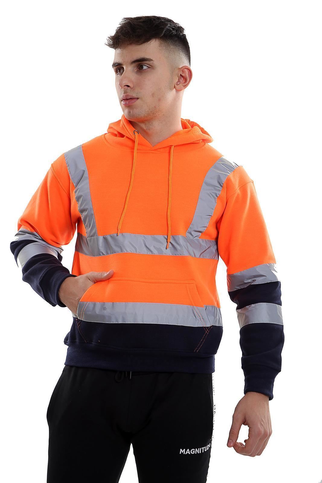 Sudadera con capucha para hombre Hi Vis alta visibilidad lana seguridad ropa de trabajo jersey con capucha saltador - Imagen 19 de 21