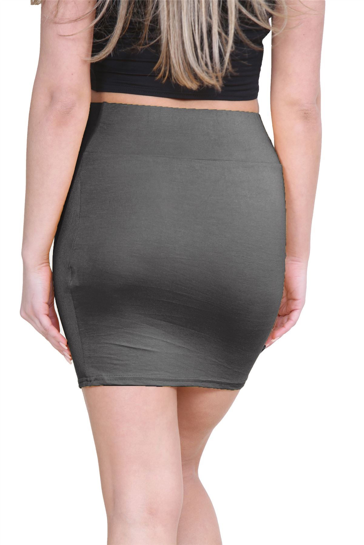 Womens Mini Skirt High Waisted Plain Printed Summer Bodycon Short Pencil Skirt - Picture 9 of 163