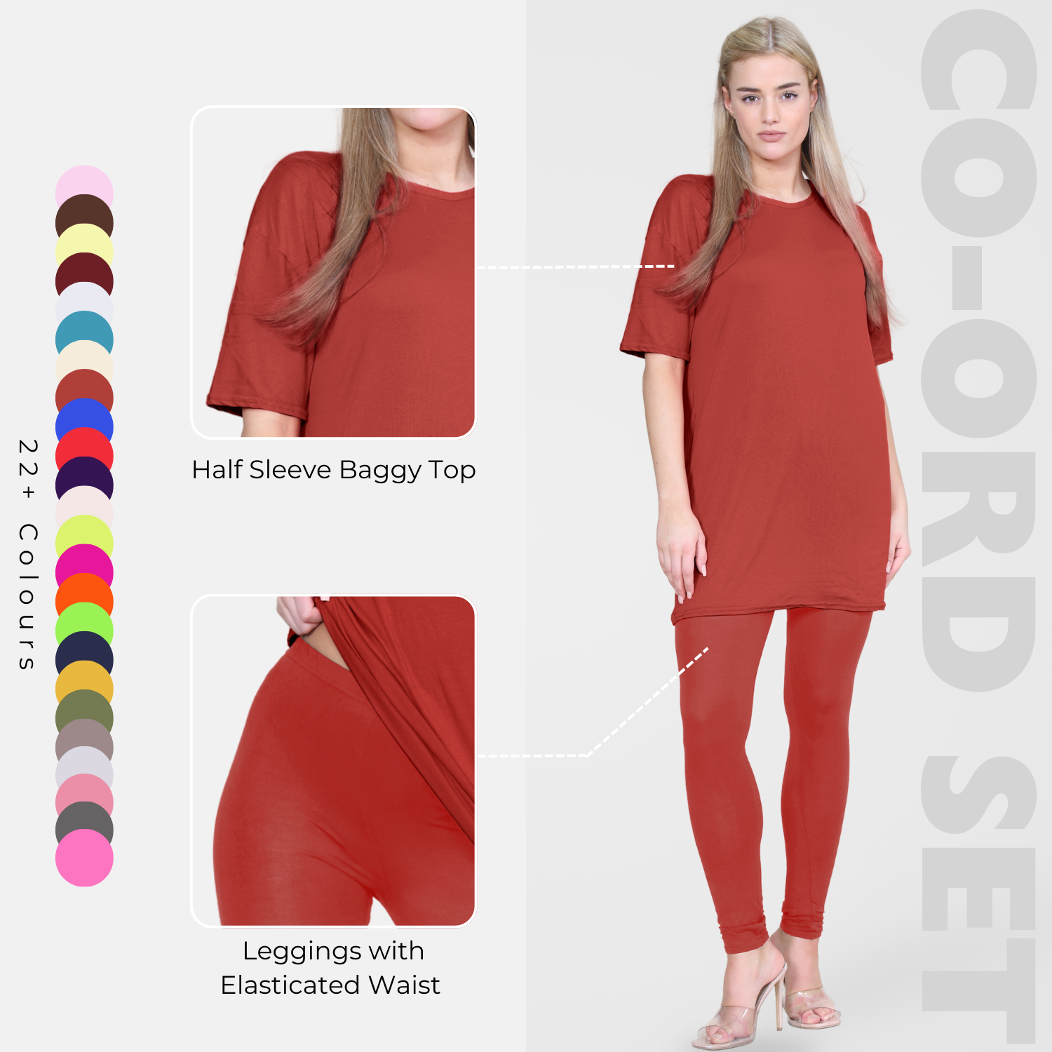 Damas Longline Suelto Camiseta Leggings Gimnasio Chándal Conjunto Coord 2 Piezas Ropa de Salón - Imagen 118 de 155