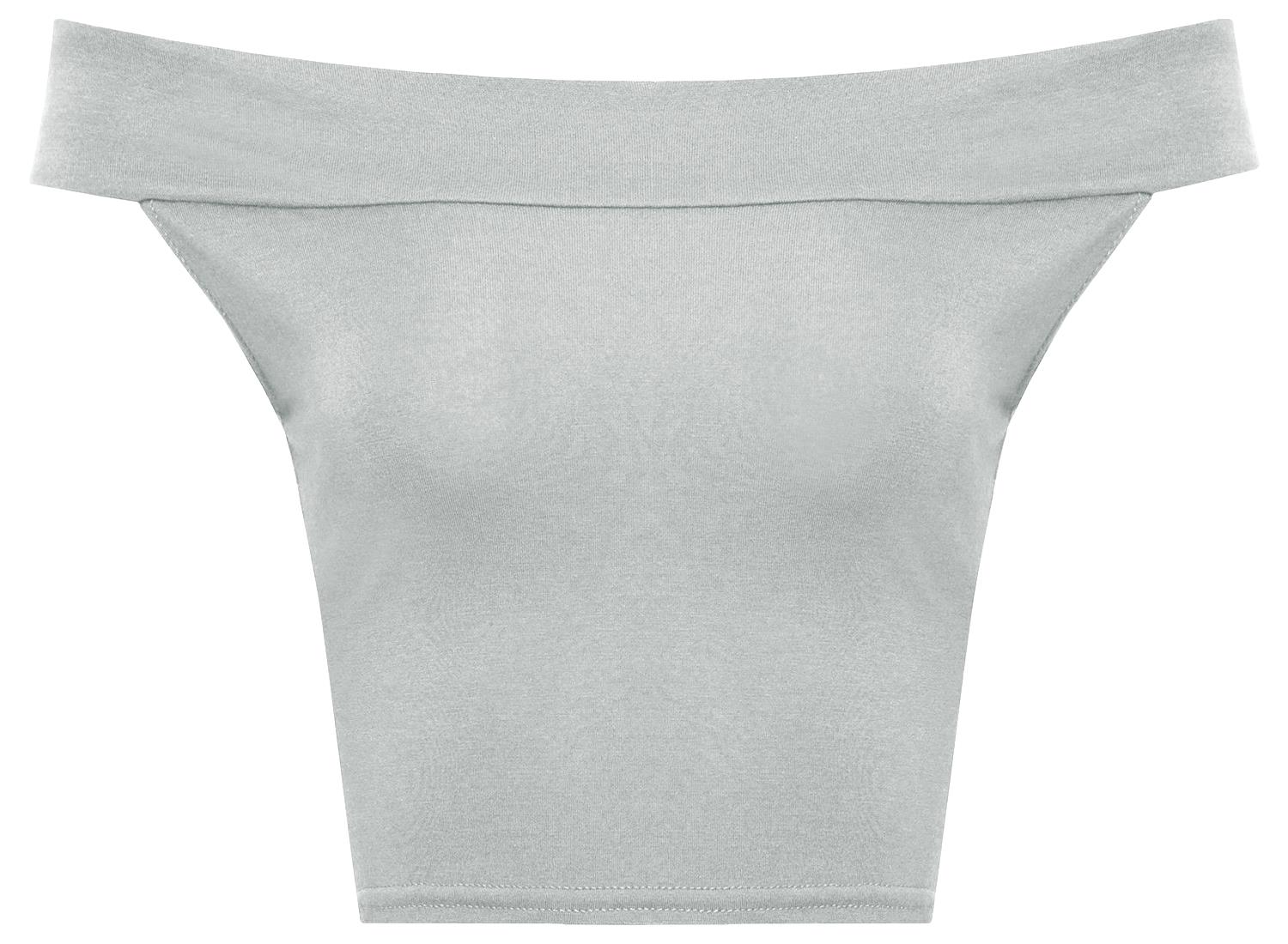 Schulterfreies bauchfreies Damen-T-Shirt Bardot ärmellos schlicht Sommer Freizeit Party - Bild 26 von 71
