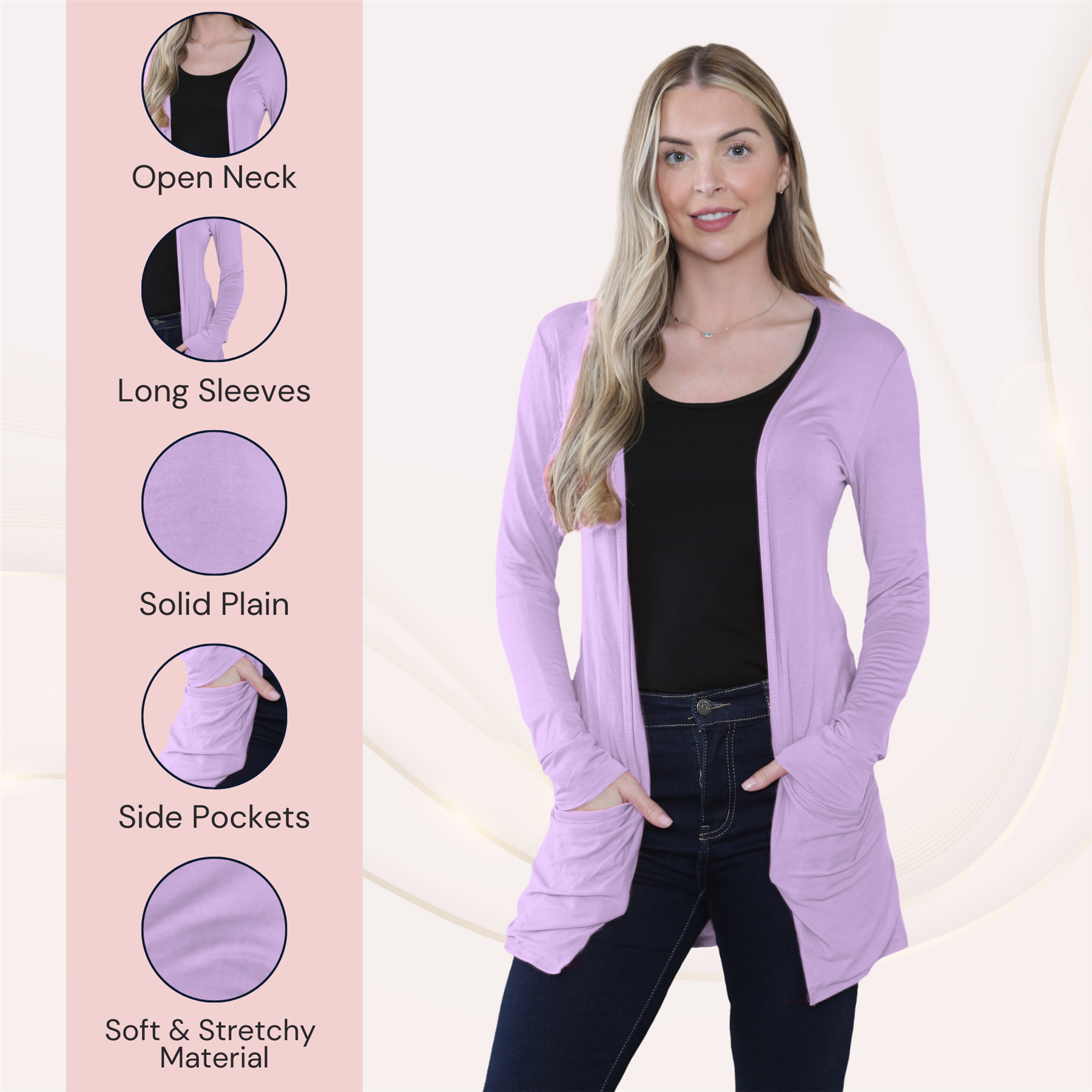 Boyfriend Cardigan Damen schlicht langärmelig offener Tropfen Tasche Freizeit Achselzucken Oberteil - Bild 64 von 148