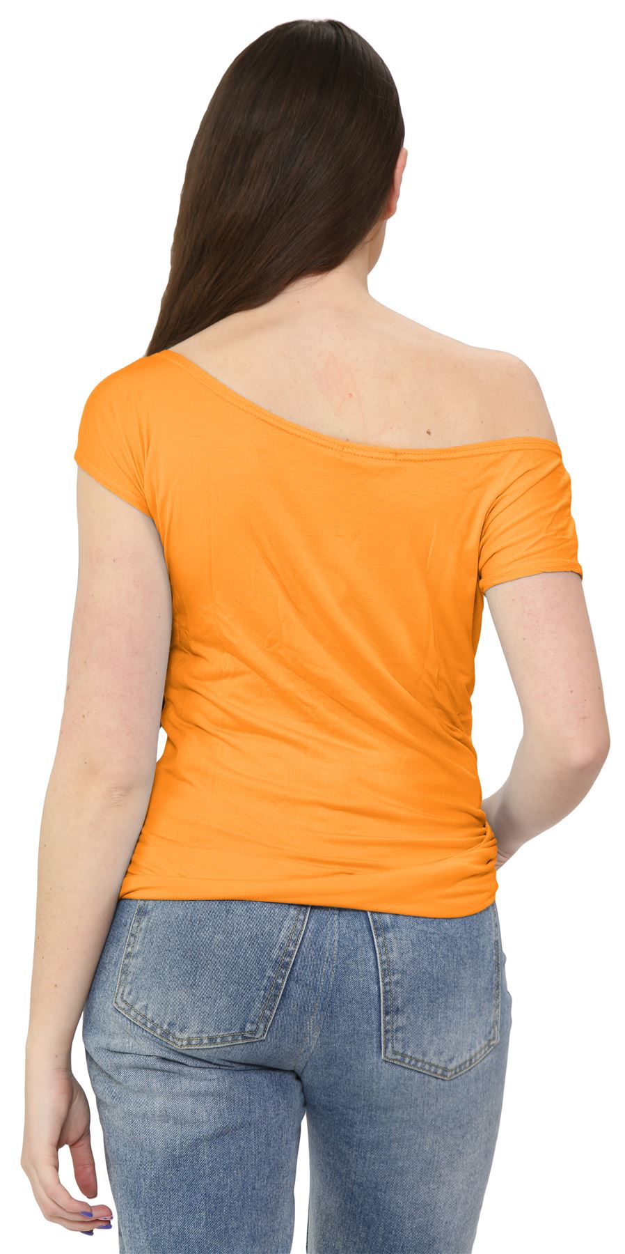 Nuevo Damas Mangas Cortas Hombro Liso Elastizado Calce Ajustado Bardot Camiseta Prenda para el torso - Imagen 24 de 58