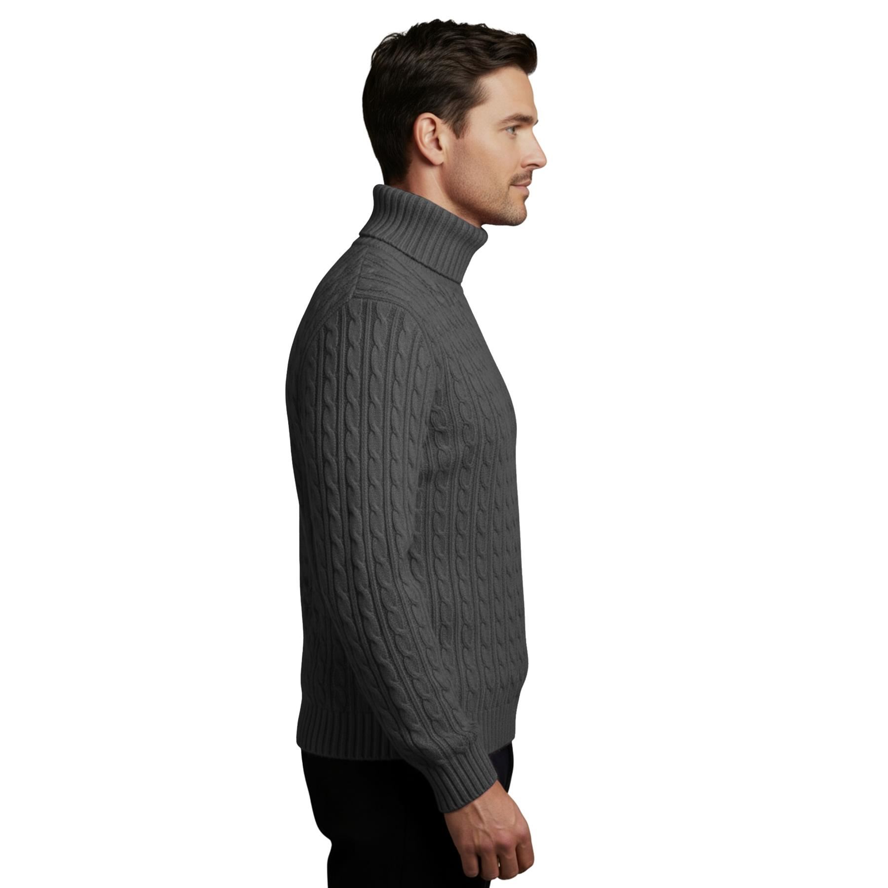 Herren Polo Rollkragen Langarm Pullover Zopfmuster Winterpullover Pulli - Bild 38 von 154