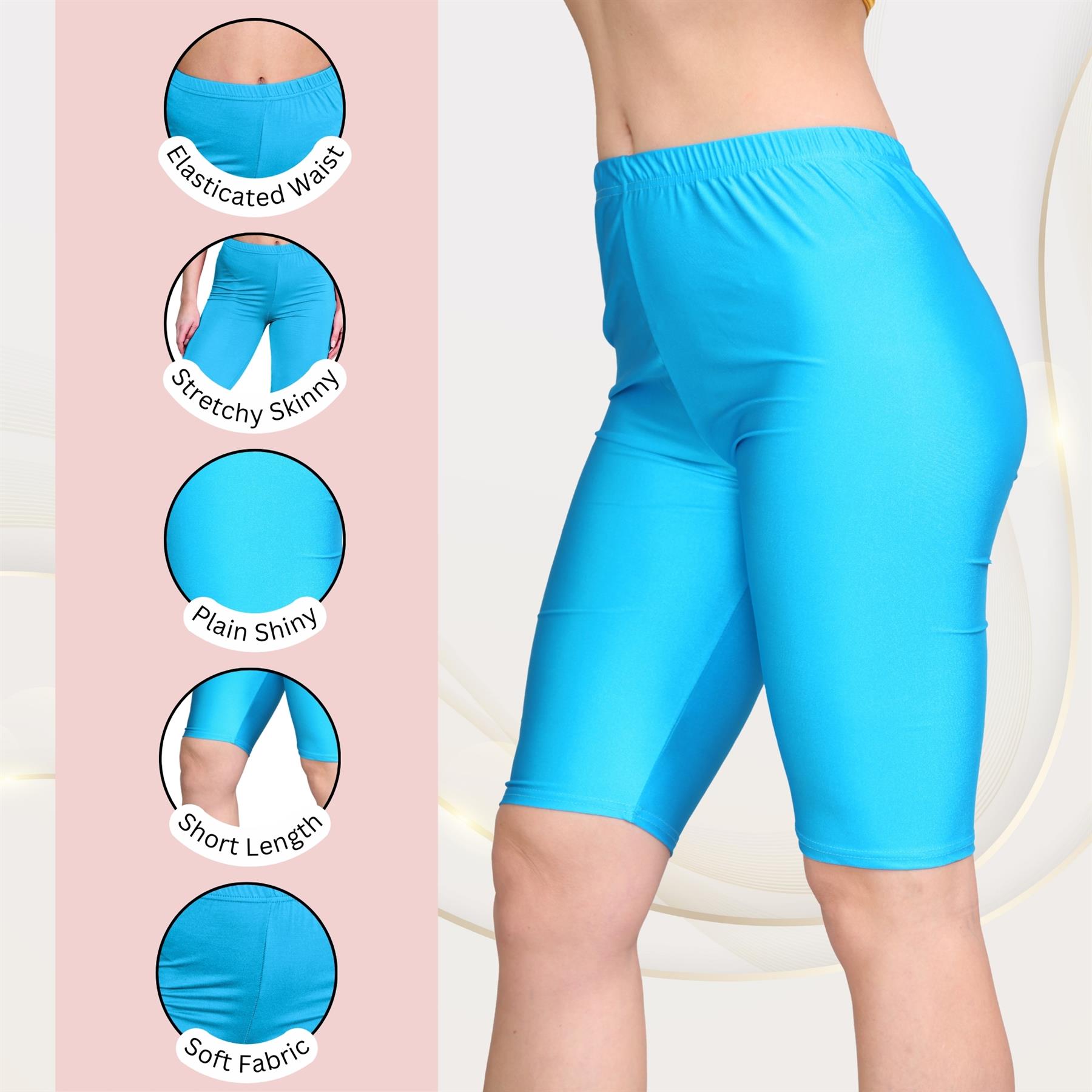 Damas Pantalones Cortos de Ciclismo Lisos Estirados Lycra Brillante Gimnasio Yoga Baile Pantalones Cortos - Imagen 91 de 100