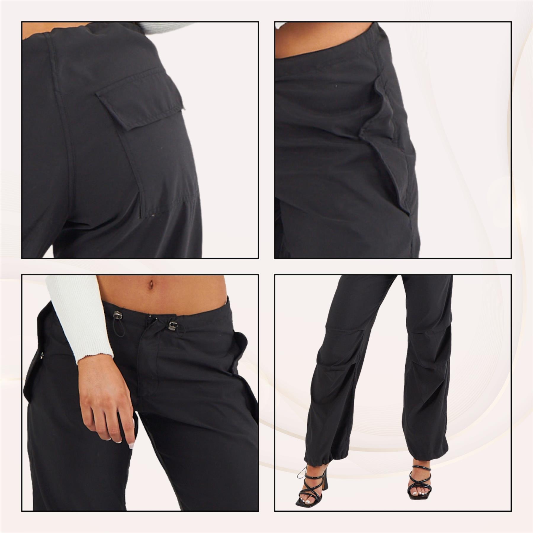 Pantalones de carga para mujer parte inferior con puños cordón cintura baja sueltos pantalones informales - Imagen 13 de 50