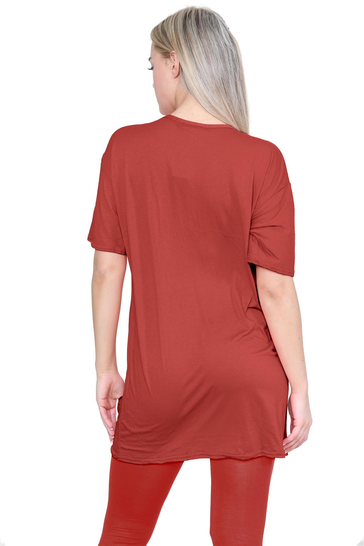 Damas Longline Suelto Camiseta Leggings Gimnasio Chándal Conjunto Coord 2 Piezas Ropa de Salón - Imagen 116 de 155
