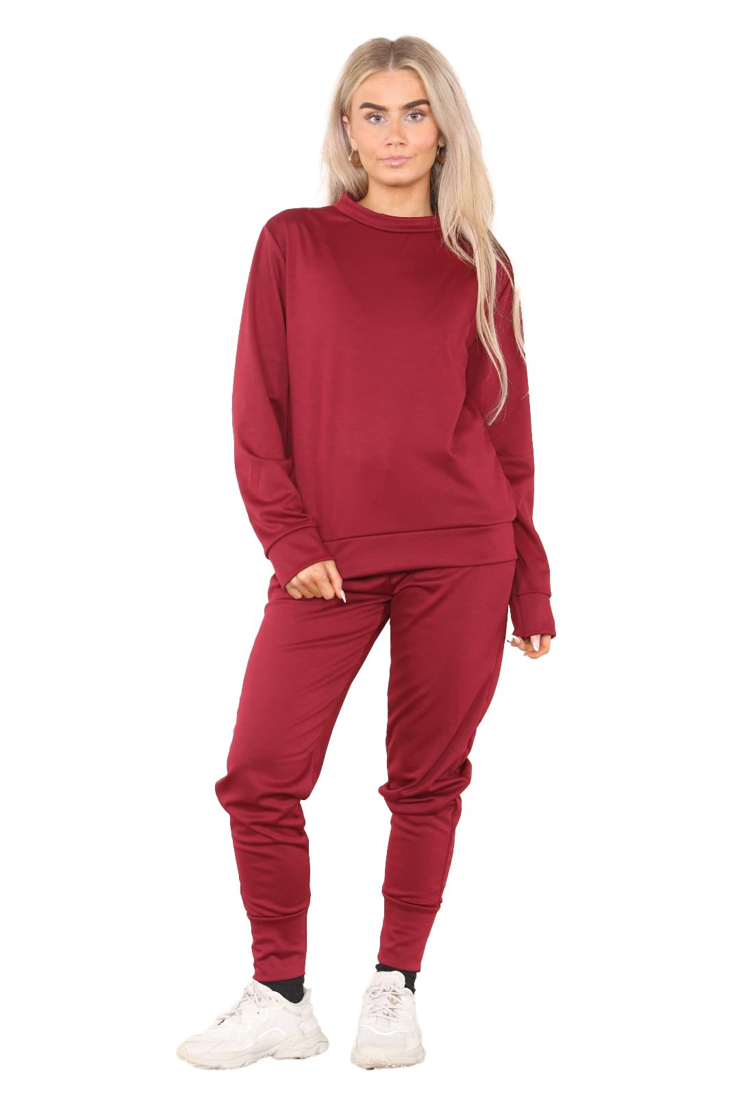 Chándal de manga larga para damas Pantalones de chándal 2 piezas Traje liso Ropa de salón - Imagen 42 de 45