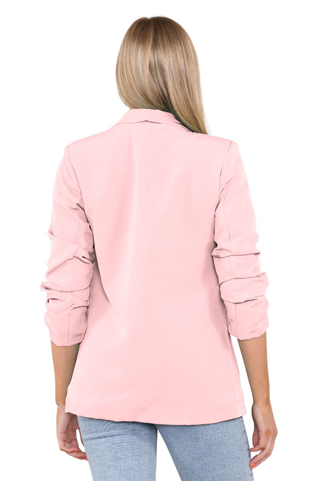 Blazer de manga acanalada para damas totalmente forrado cuello liso informal chaqueta de oficina top - Imagen 53 de 97