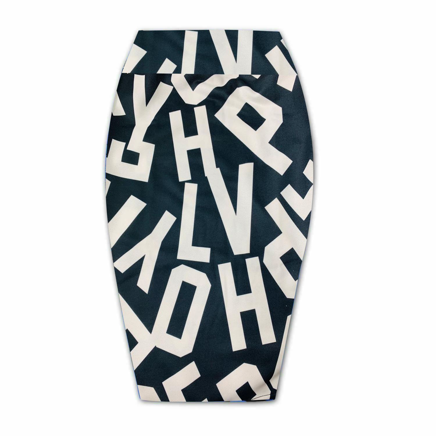 Ladies Pencil Skirt Tube High Waist Printed Stretchy Bodycon Summer Midi Skirt - Picture 4 of 14