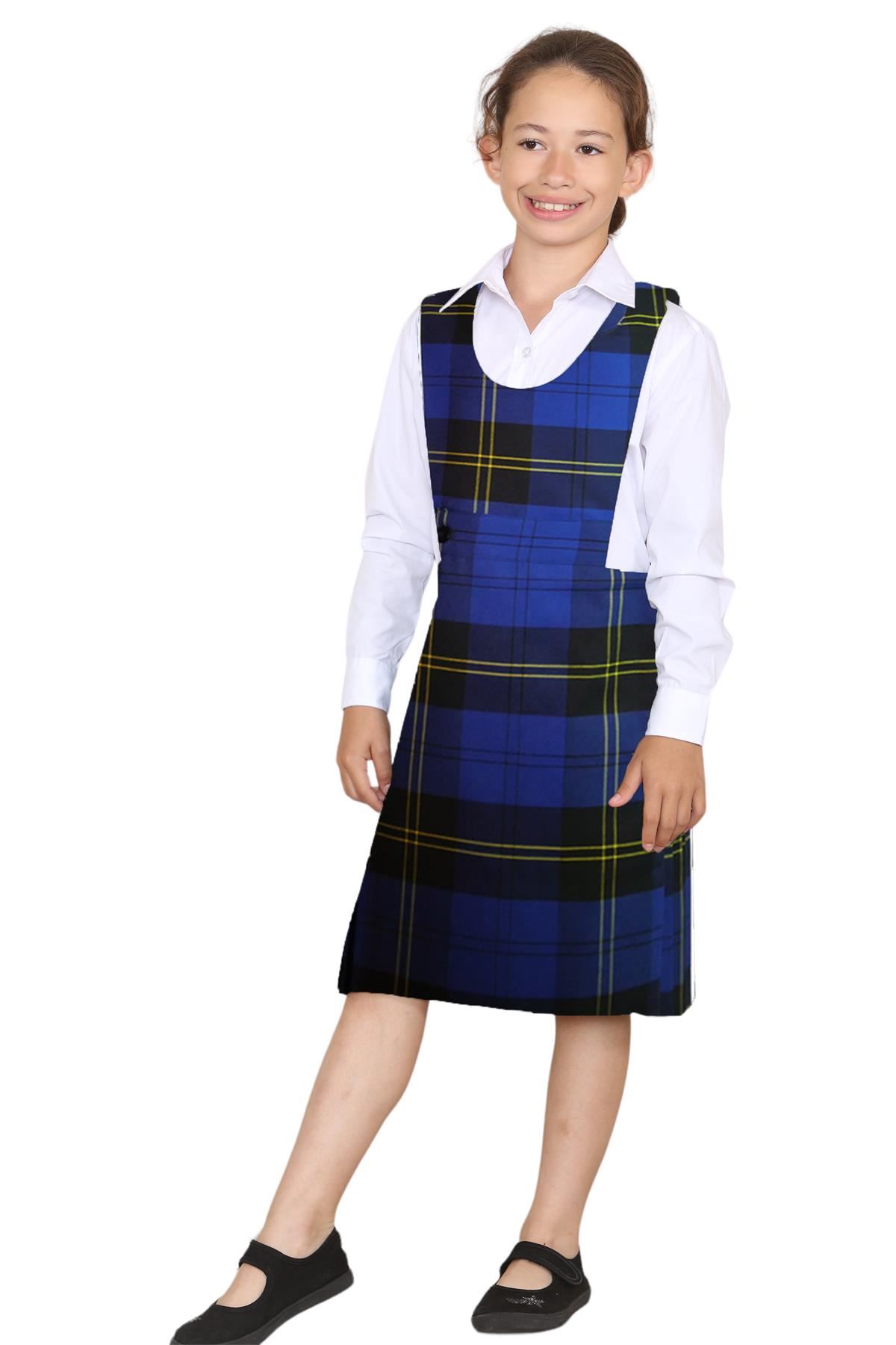 Niñas Babero Delantal Tartán Vestido Envolvente Cuchillo Plisado Uniforme Escolar Paquete de 2 - Imagen 45 de 64