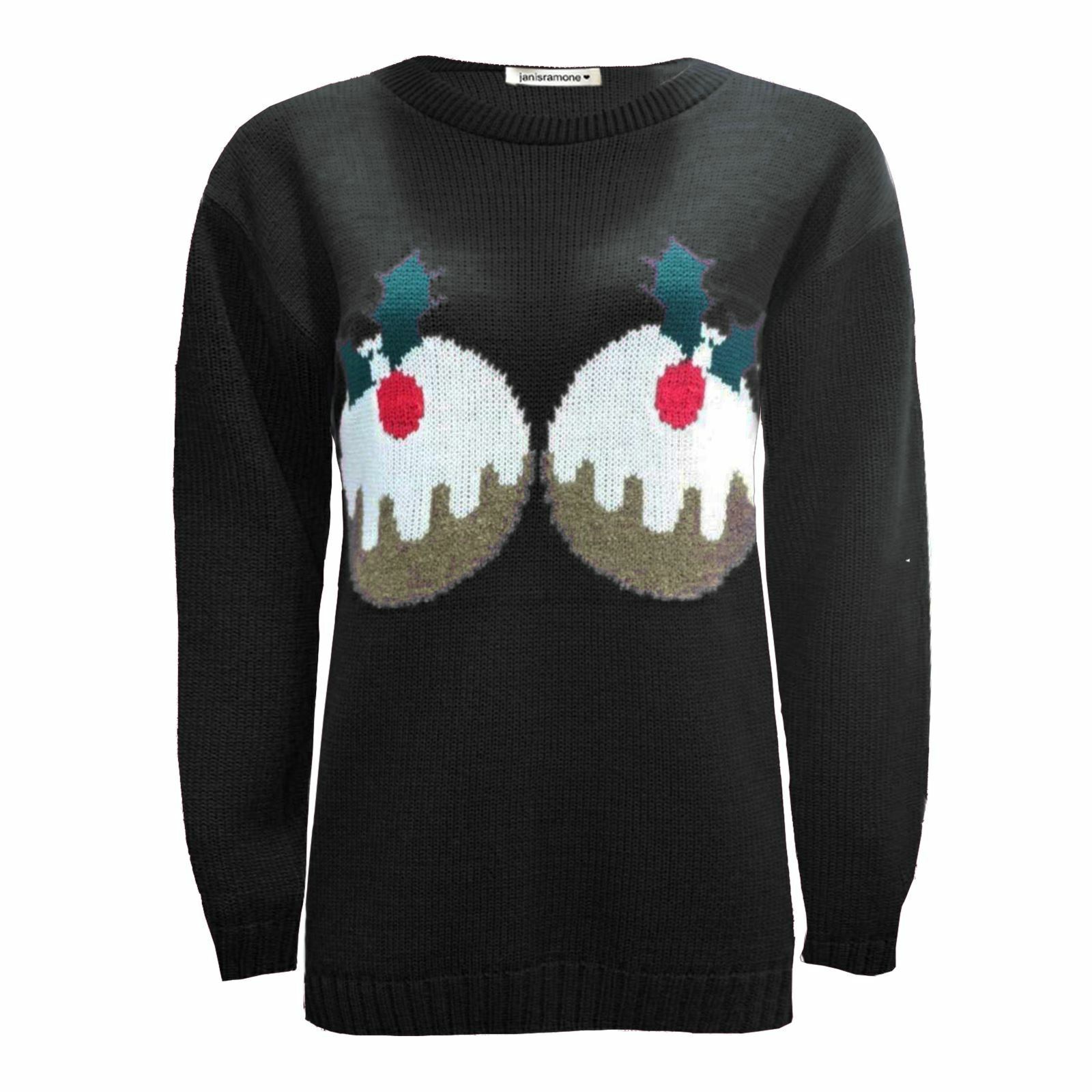 Nuevo Señoras Navidad 3D Pom Pom Xmas De punto Novedad Retro Saltador Suéter Top - Imagen 14 de 22