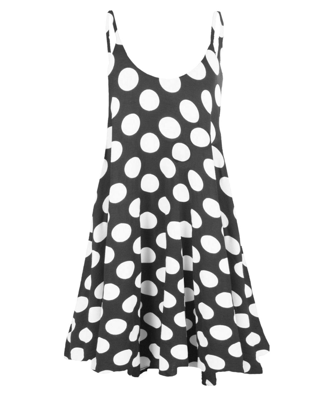 Womens Printed Cami Dress Flared Strappy Long Camisole Swing Mini Dress Vest Top - Picture 5 of 21