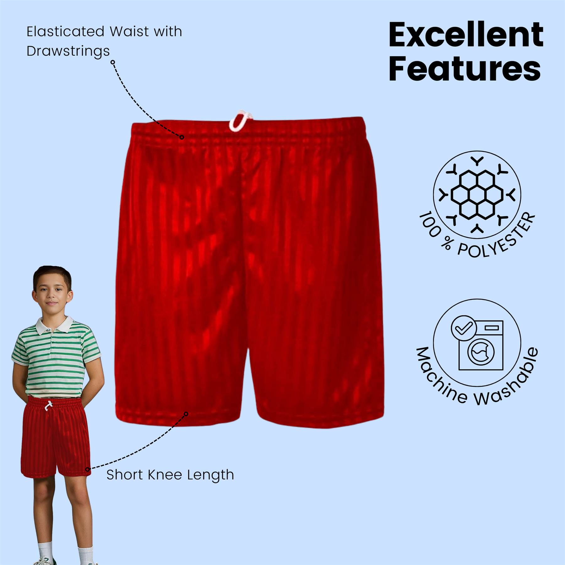 Niños Niñas PE Escuela Pantalones Cortos Uniforme Sombra Rayas Gimnasio Deportes Fútbol Paquete de 2 - Imagen 22 de 37