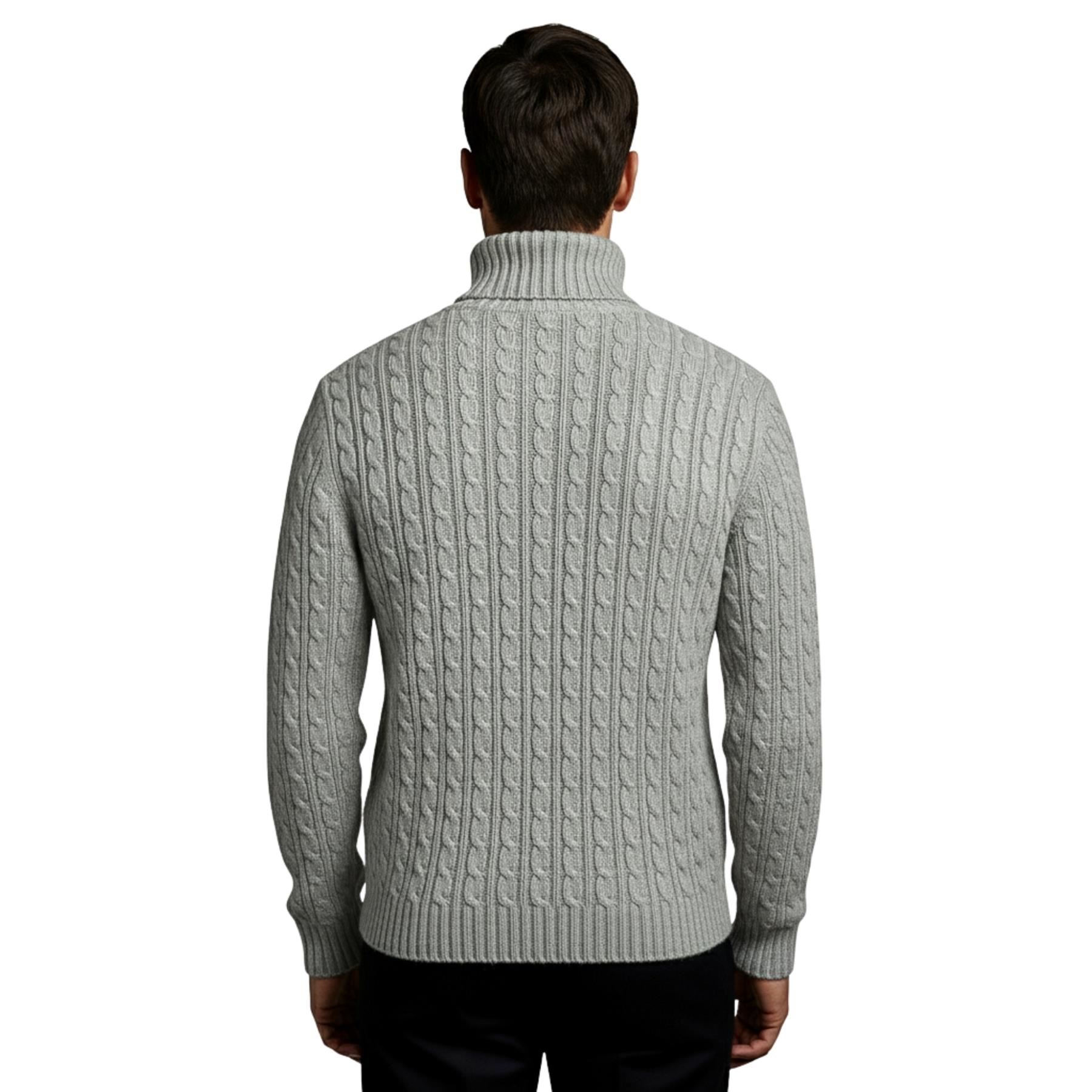 Herren Polo Rollkragen Langarm Pullover Zopfmuster Winterpullover Pulli - Bild 150 von 154