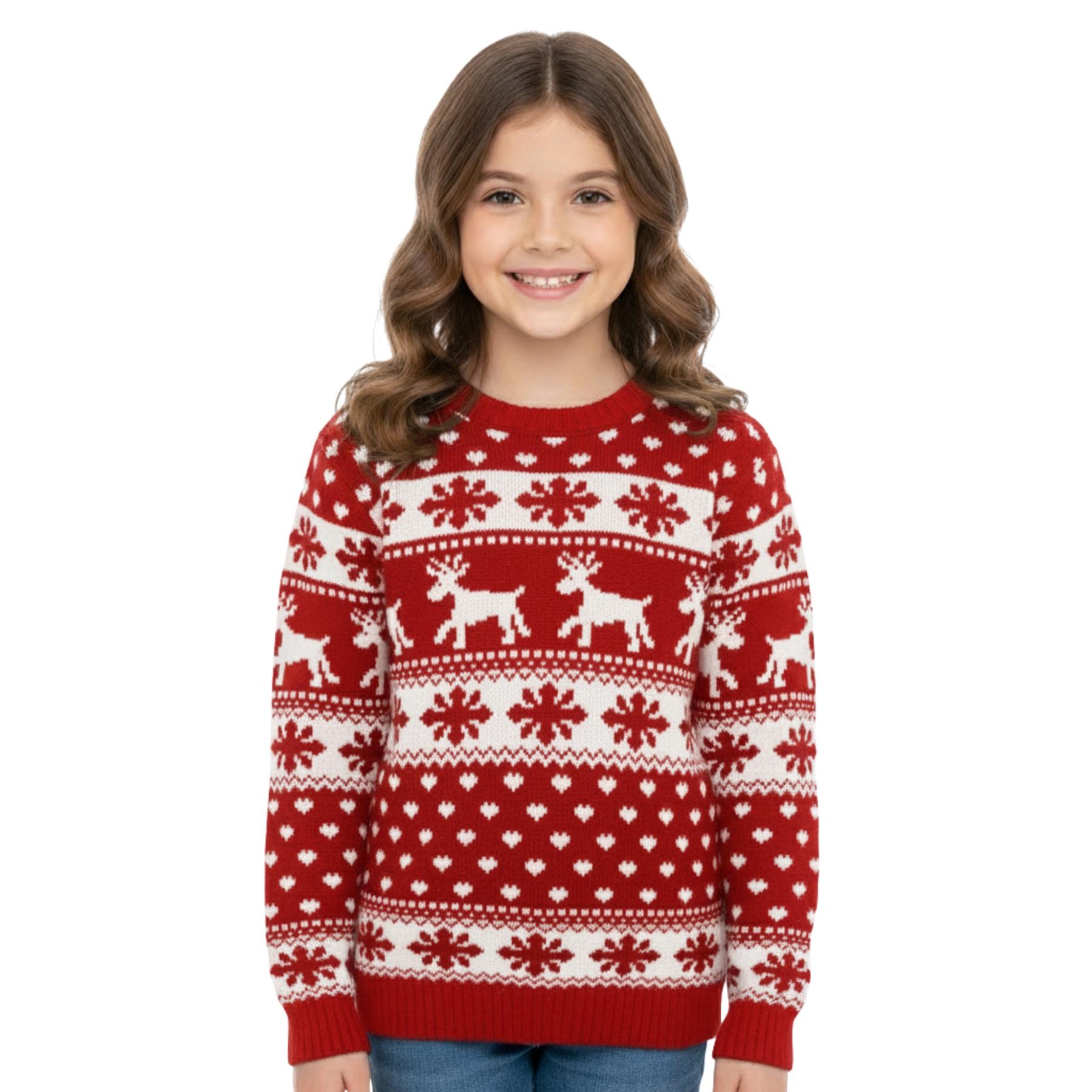 Kids Christmas Jumper Girls Boy Reindeer Sweater Children Novelty Xmas Sweater - Picture 61 of 97