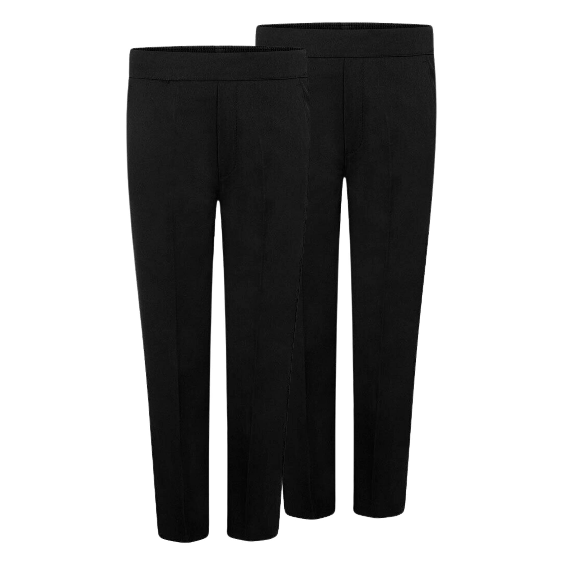 Boys Kids Uniform Pant Half Elastic Waist Back Pull Up School Trousers Pack Of 2 - Picture 2 of 15